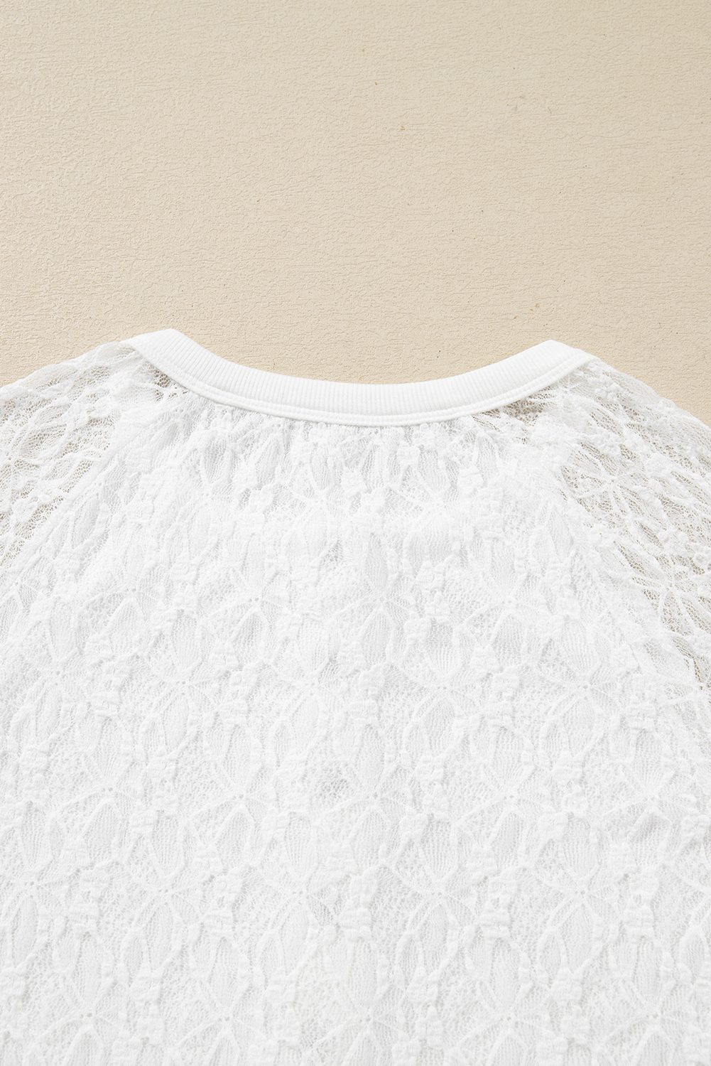 White Sheer Lace Long Sleeve Slim Henley Top