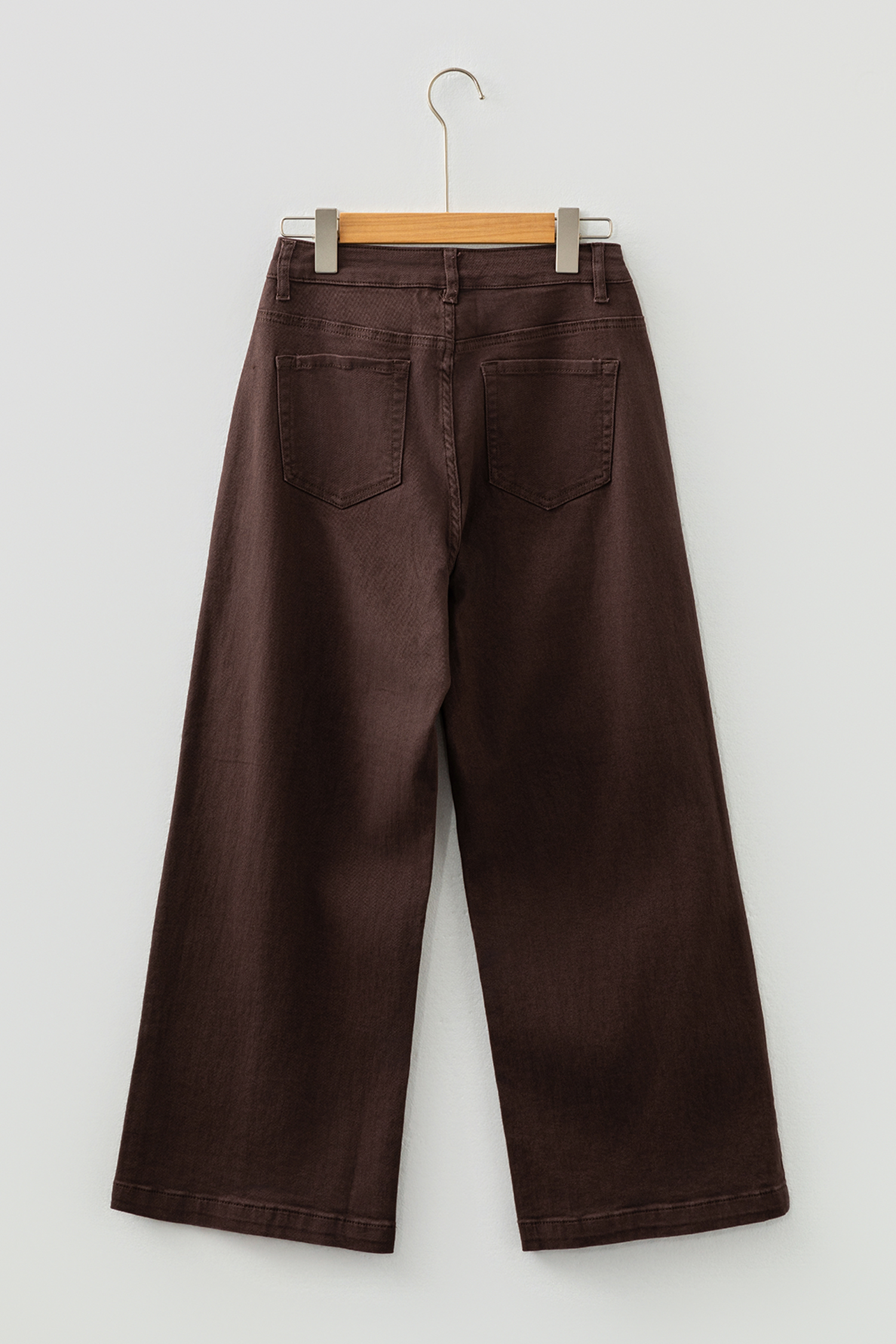 Apricot Solid Color Seamed Center Wide Leg Cropped Jeans