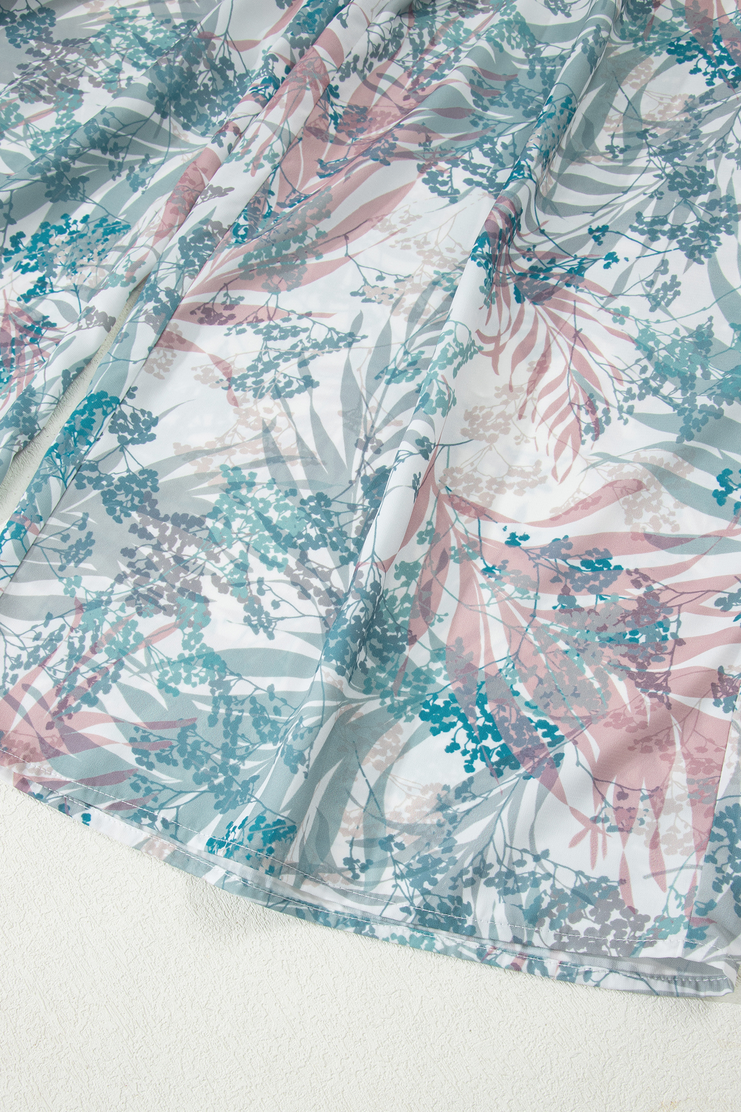 Green Tropical Palm Printed Cropped Tank Drawstring Wide Leg Pant Set