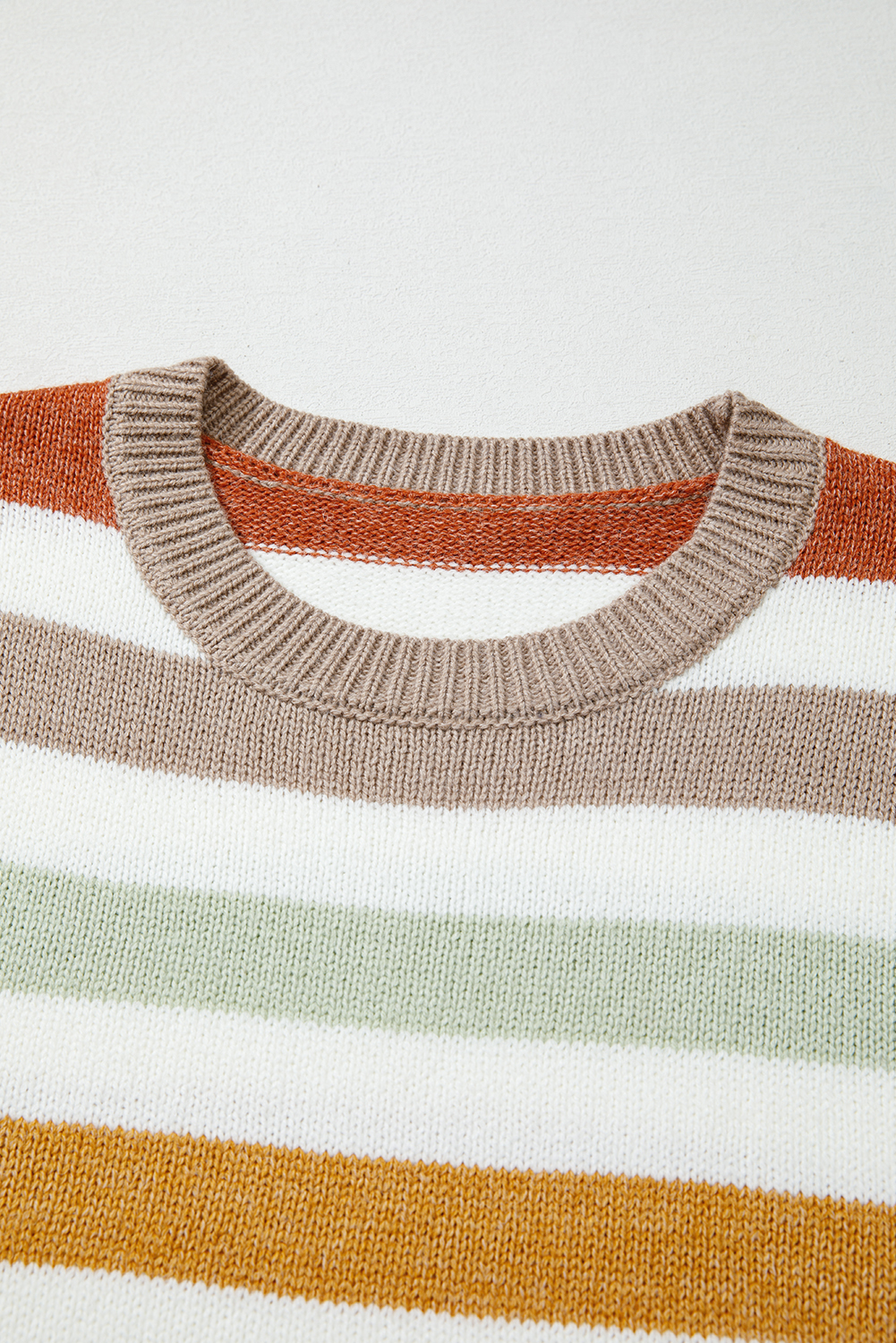 Multicolour Stripe Drop Shoulder Crew Neck Sweater