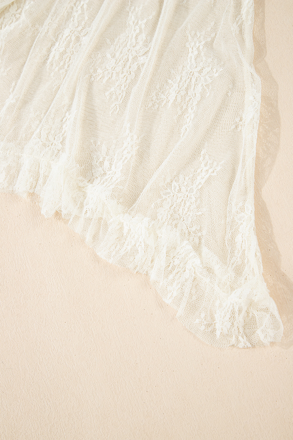 Apricot Lace Cascading Tiered High Waist Maxi Skirt