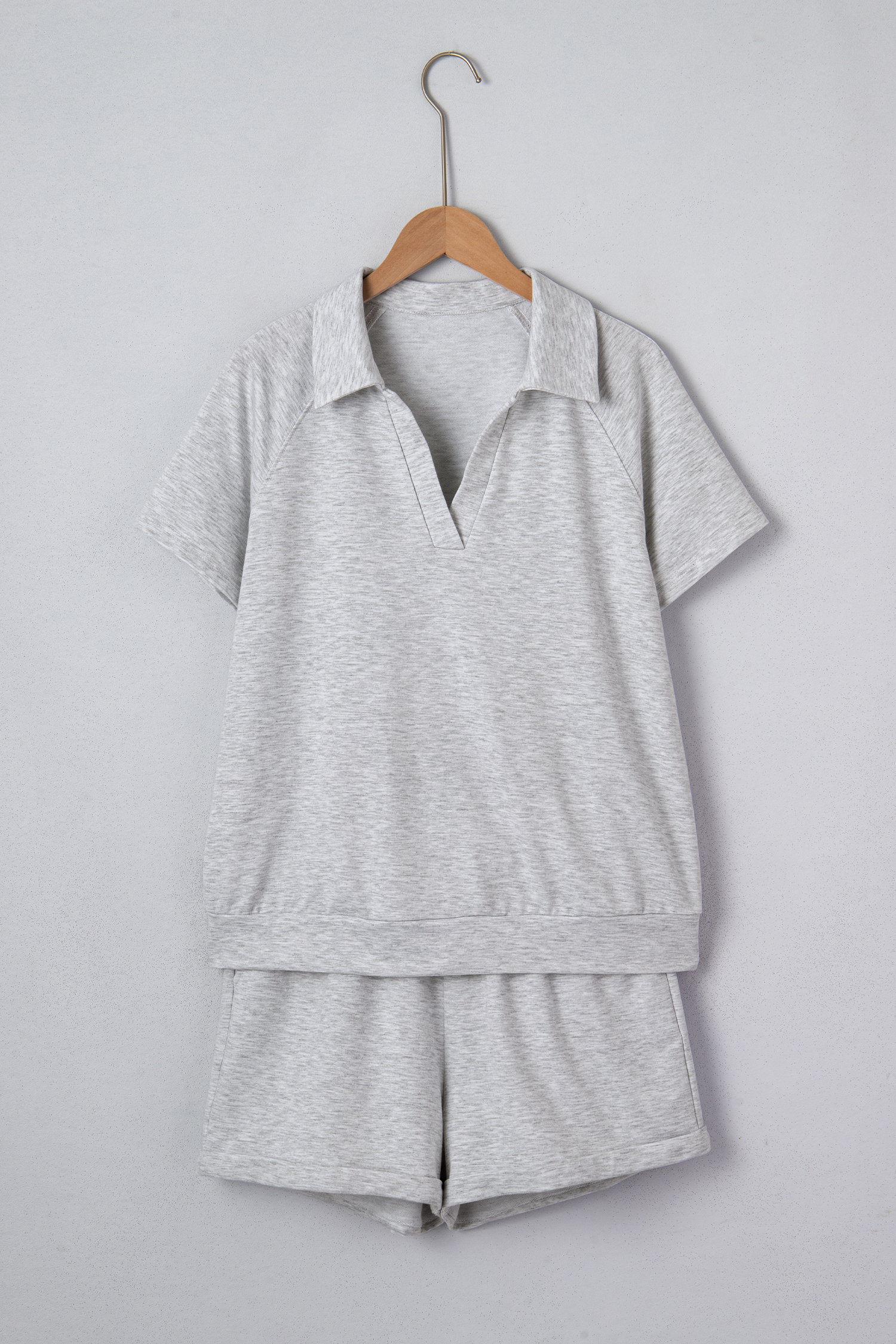 Light Grey Polo Tee Casual Pant Set