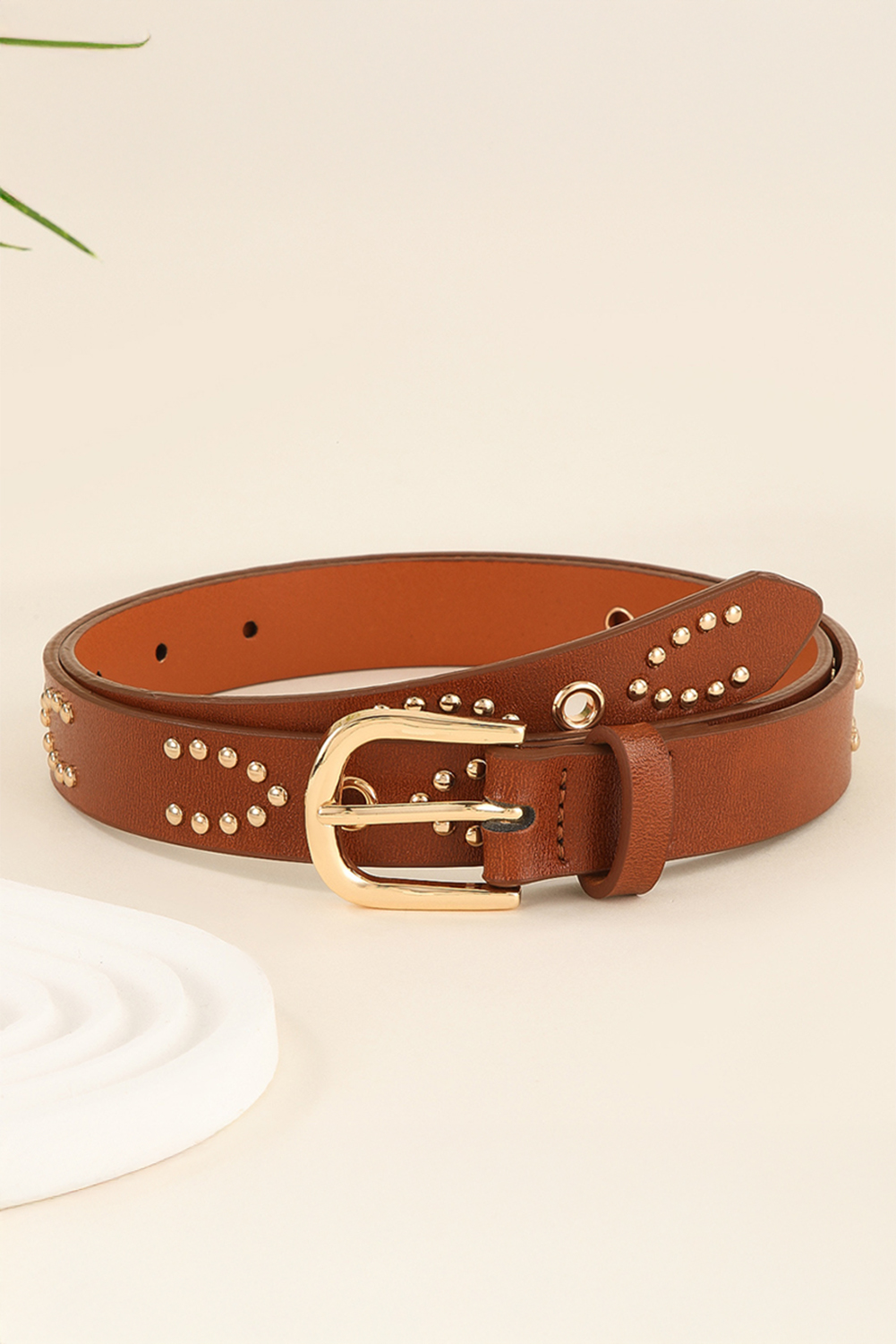Cinnamon Studded PU Leather Waist Belt