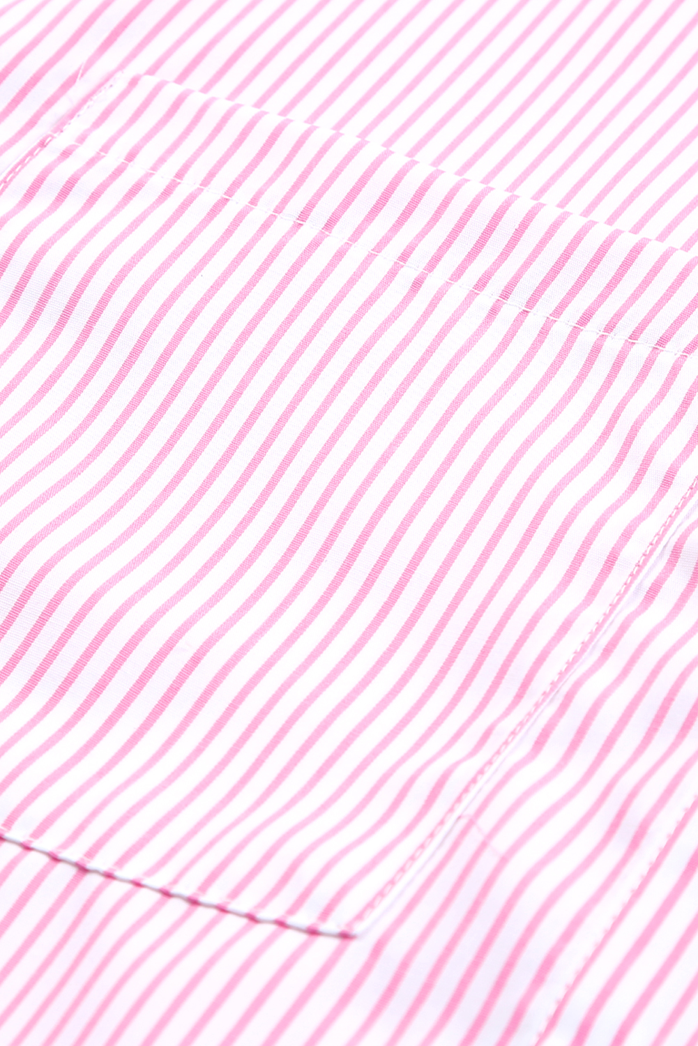 Red Stripe Smocked Cuffed Striped Boyfriend Shirt with Pocket