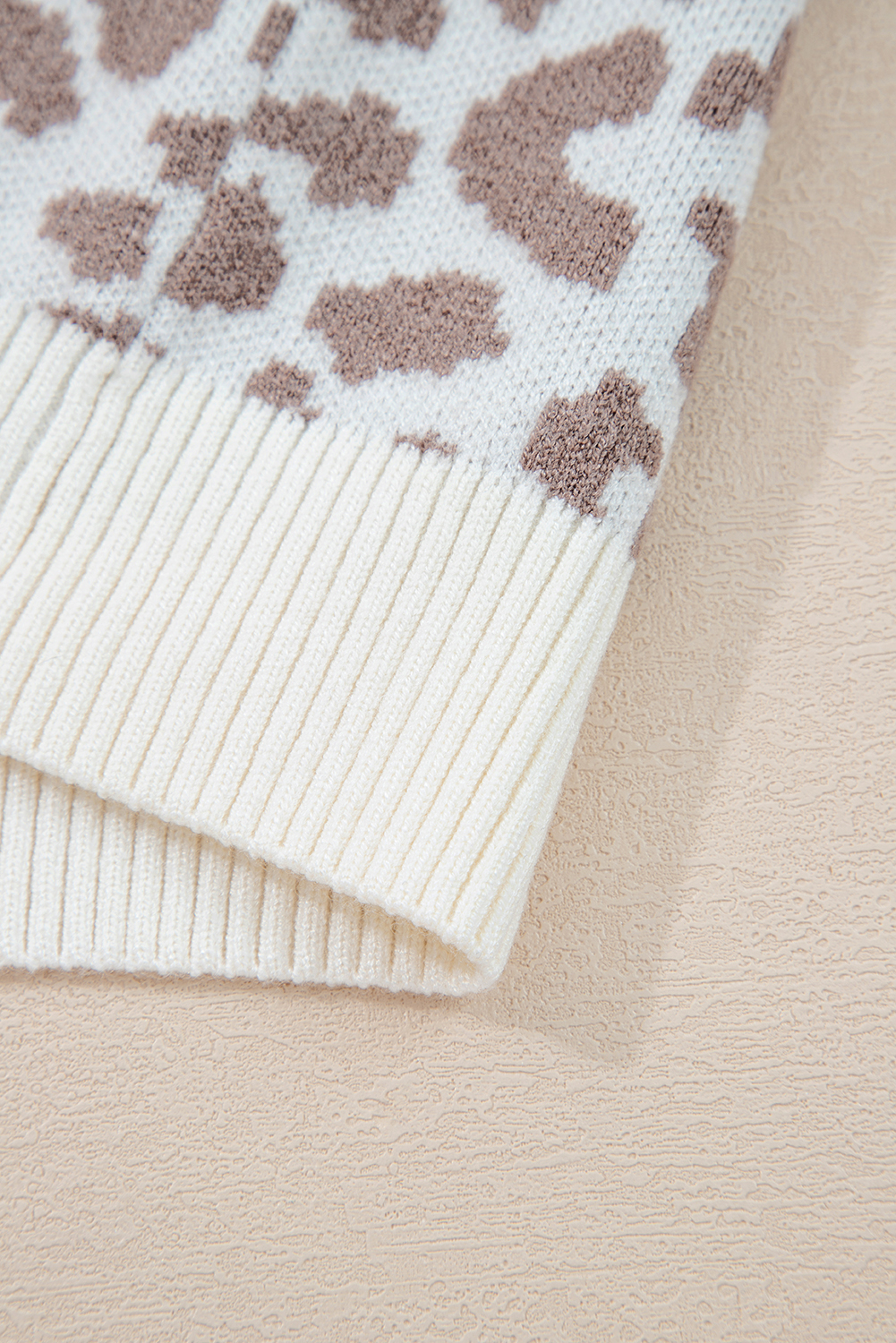 Black Leopard Drop Shoulder Chunky Knitted Cardigan Sweater