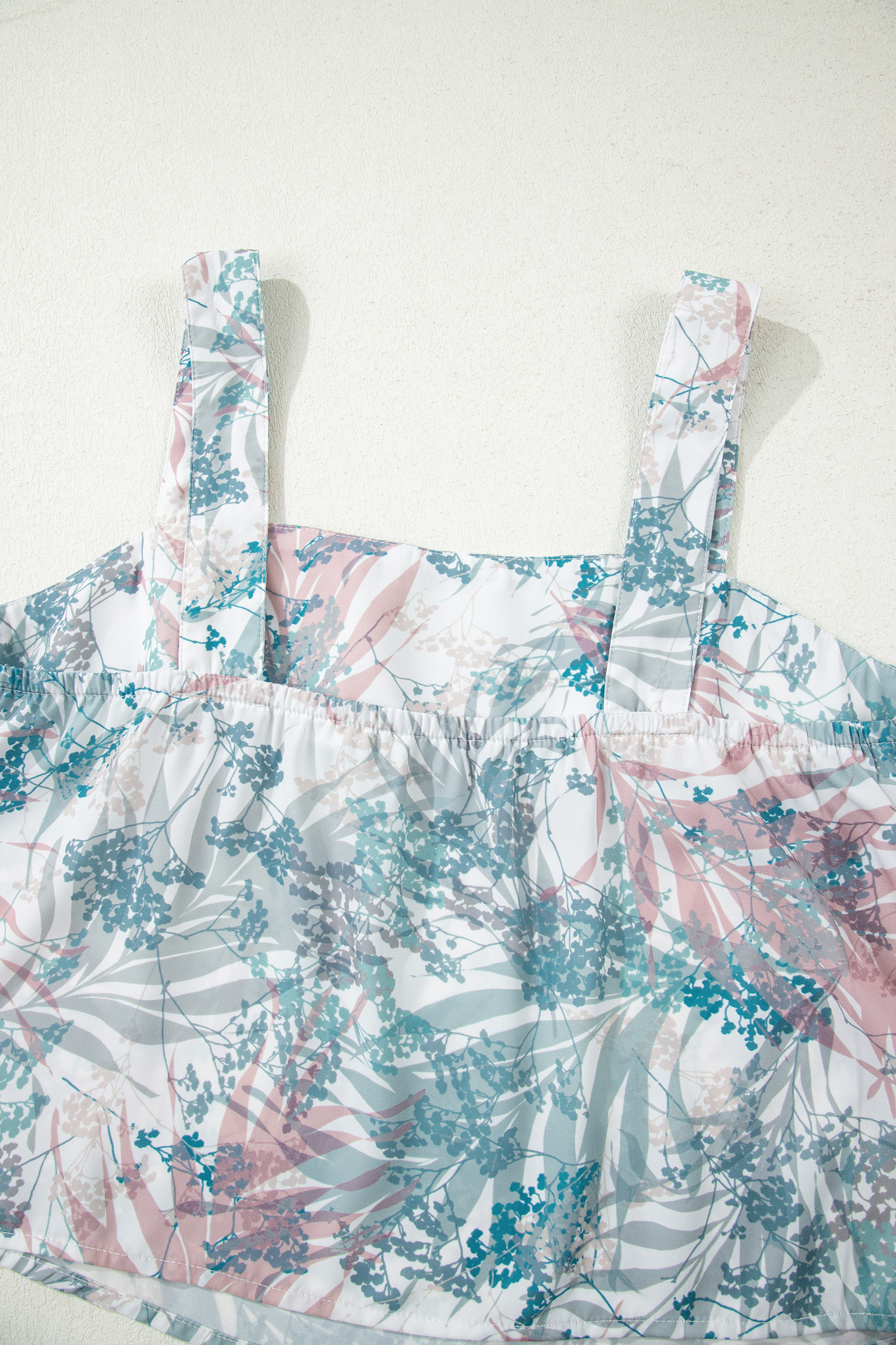 Green Tropical Palm Printed Cropped Tank Drawstring Wide Leg Pant Set