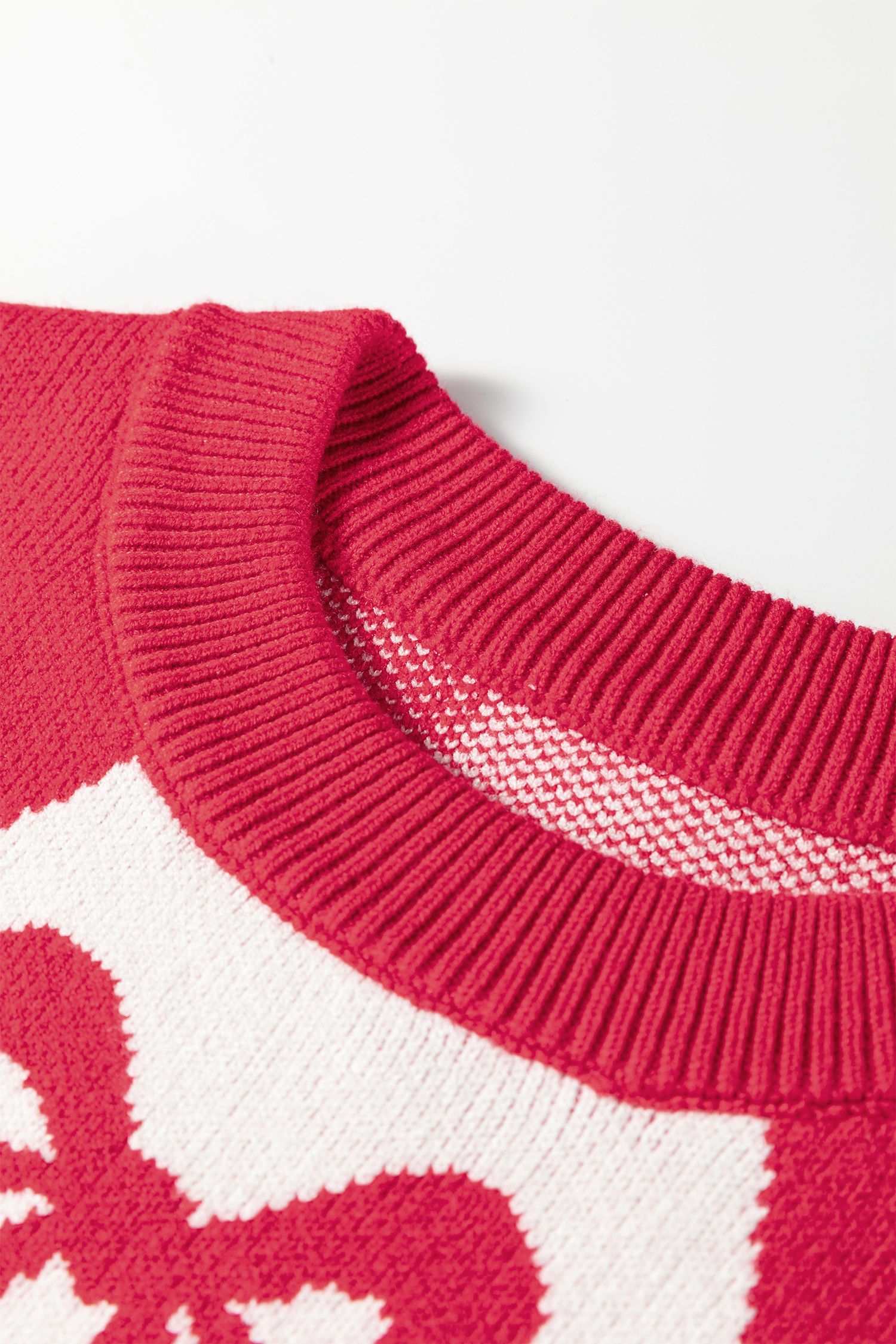 Black Bow Print 2-tone Rhombus Knit Loose Sweater