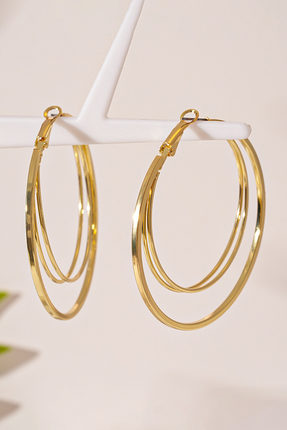 Gold Large Plated Double Hoop Earrings