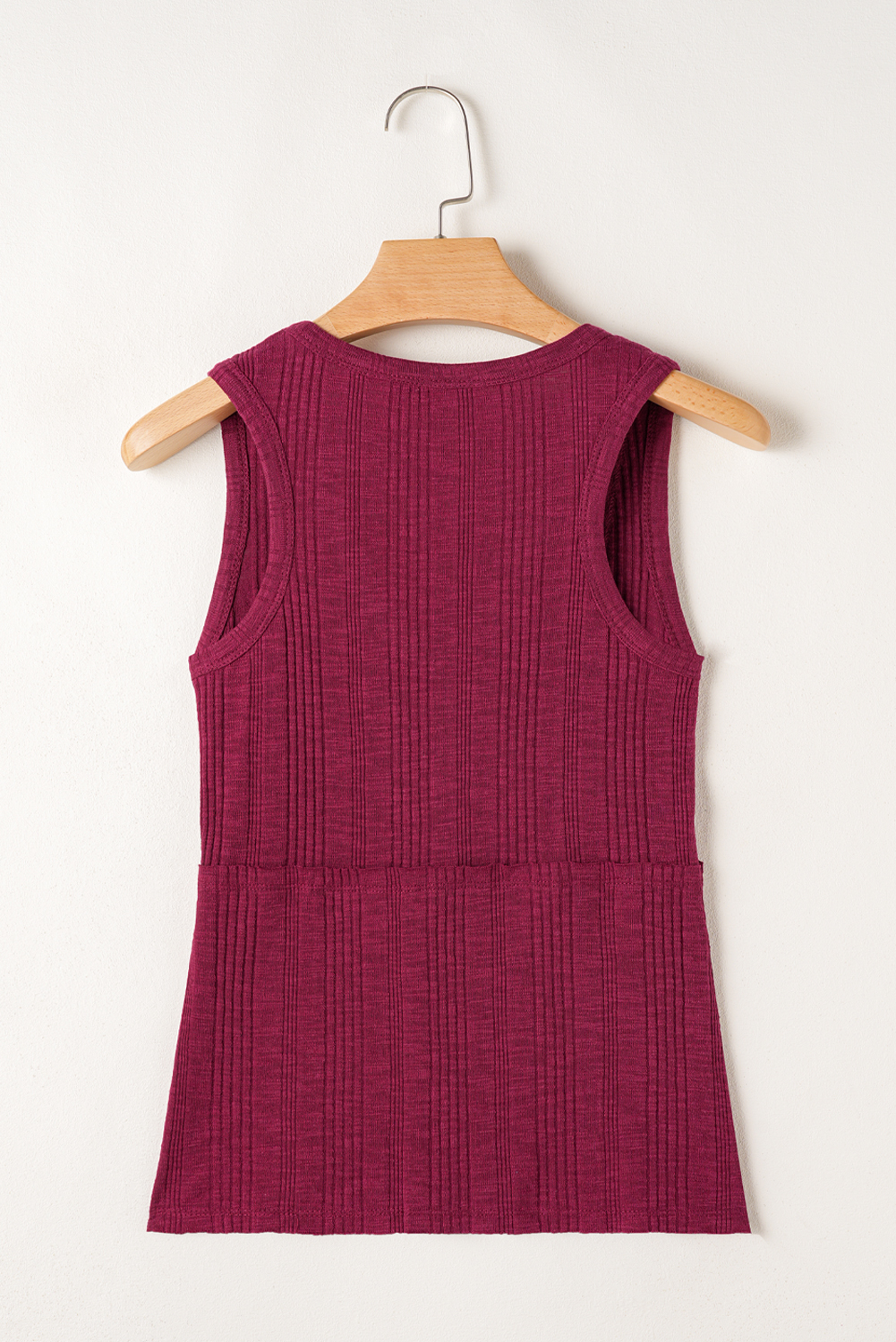 Red Dahlia Ribbed Textured Exposed Stitching Knit Tank Top