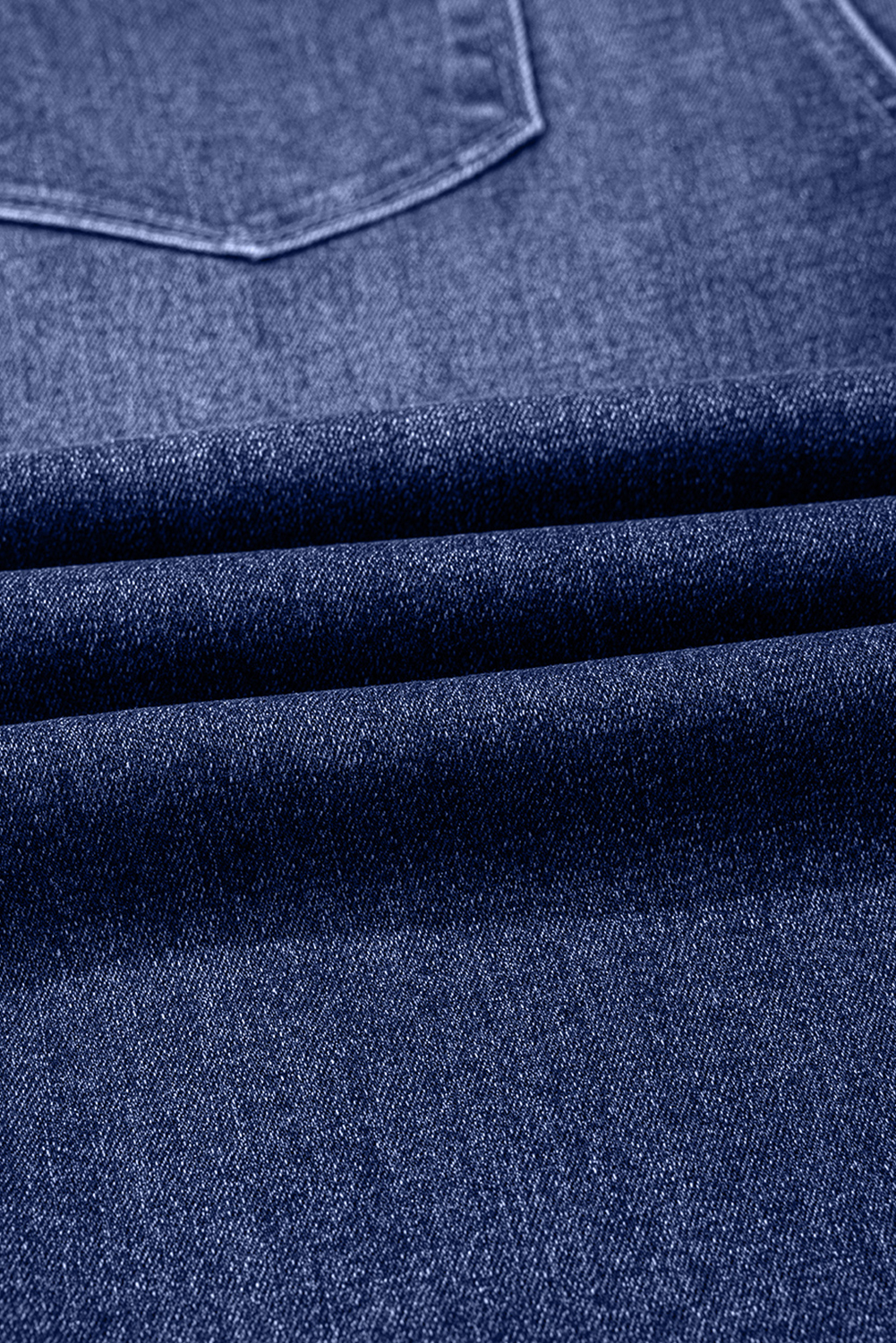 Real Teal Folded Cuffs Distressed Straight High Waist Jeans