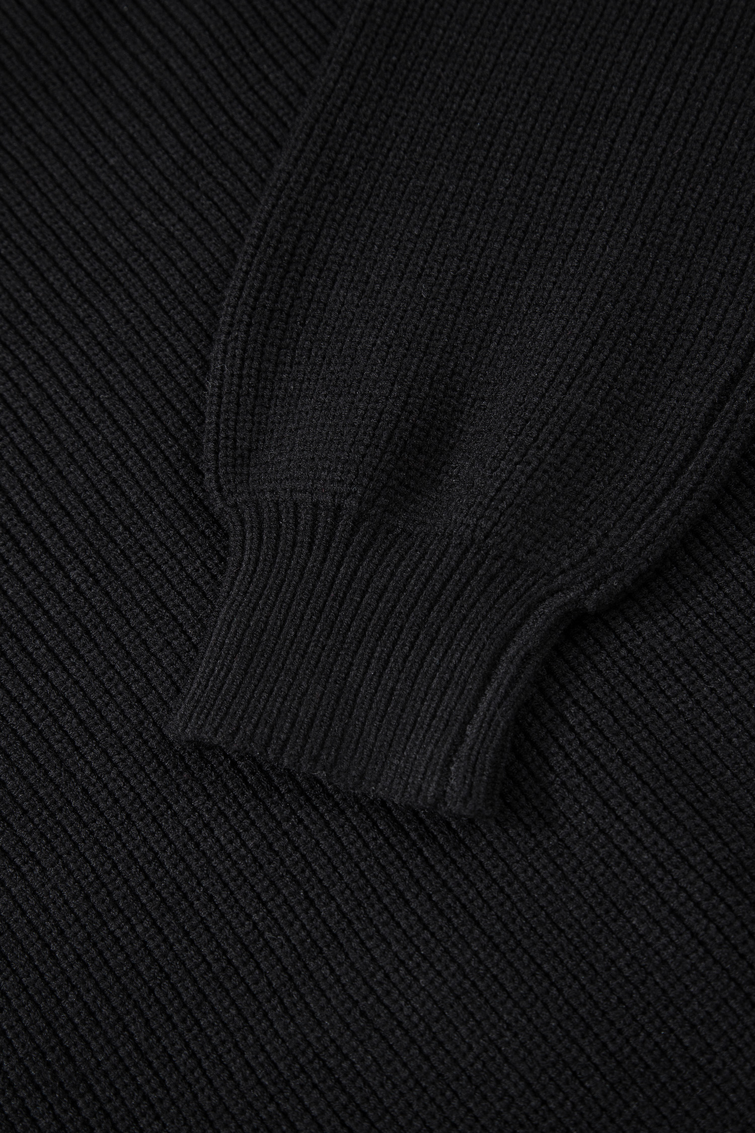 Black Ribbed Knit Ribbon Knot Backless Drop Shoulder Sweater