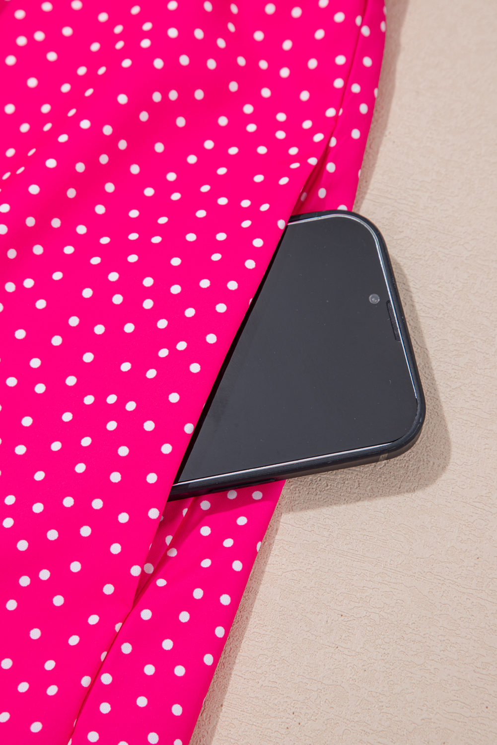 Rose Polka Dot Print Ruffled Smocked High Waist Plus Midi Dress