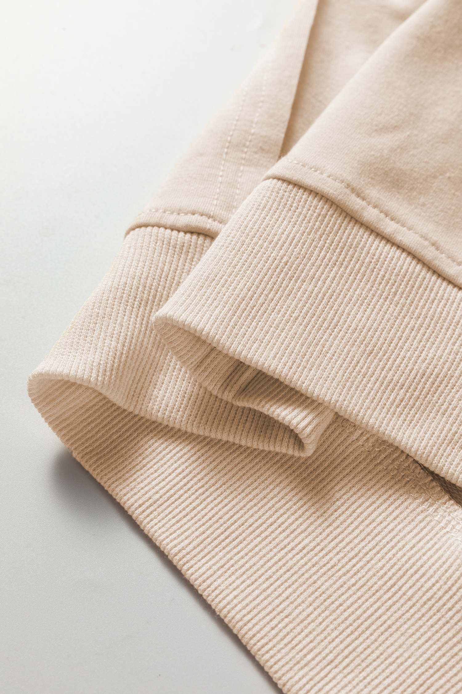 Beige Raw Edge Flower Patch Drop Shoulder Casual Top