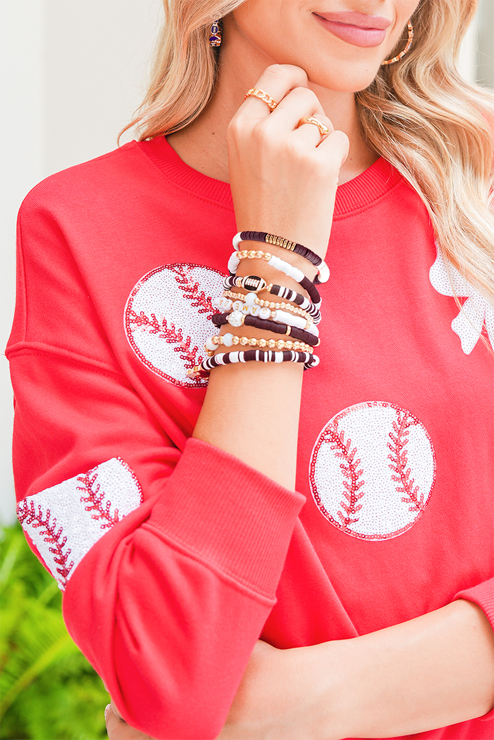 Chestnut Game Day 8pcs Stackable Football Beaded Charm Bracelet Set