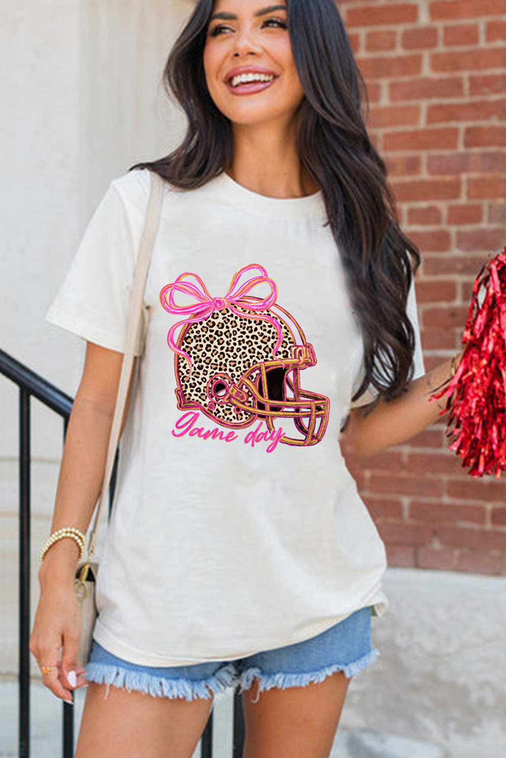 White Leopard Game Day Helmet Customized Graphic Tee