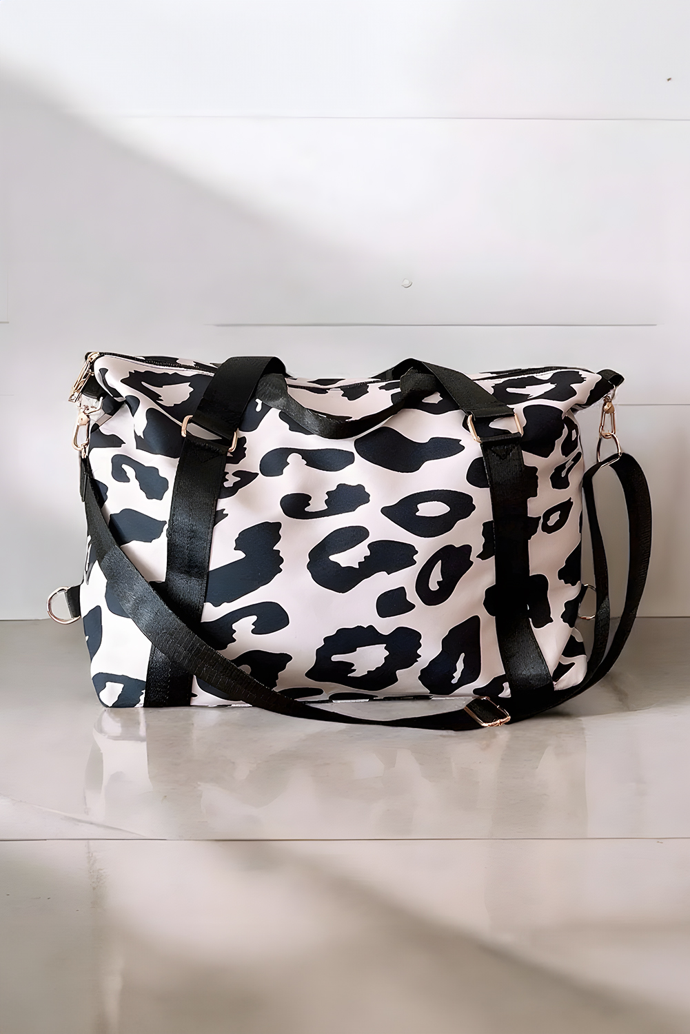 Bright Pink Leopard Print Large Travel Bag