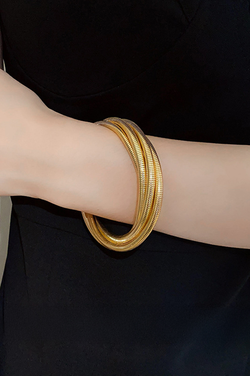 Gold Twist Stacked Exaggerated Alloy Bracelet