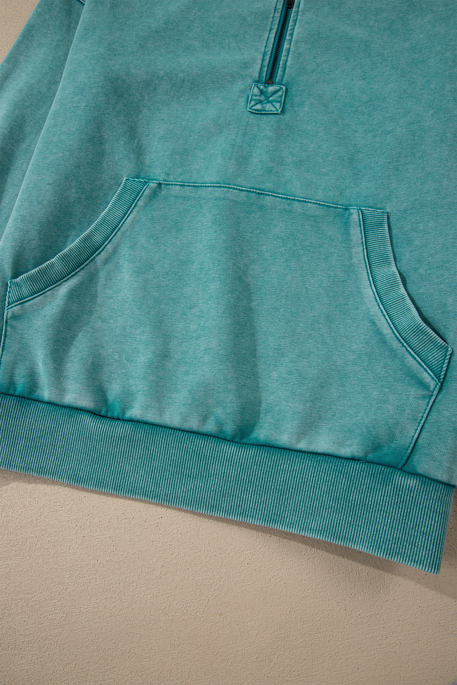 Canton Half Zip Kangaroo Pocket Mineral Wash Baggy Hoodie