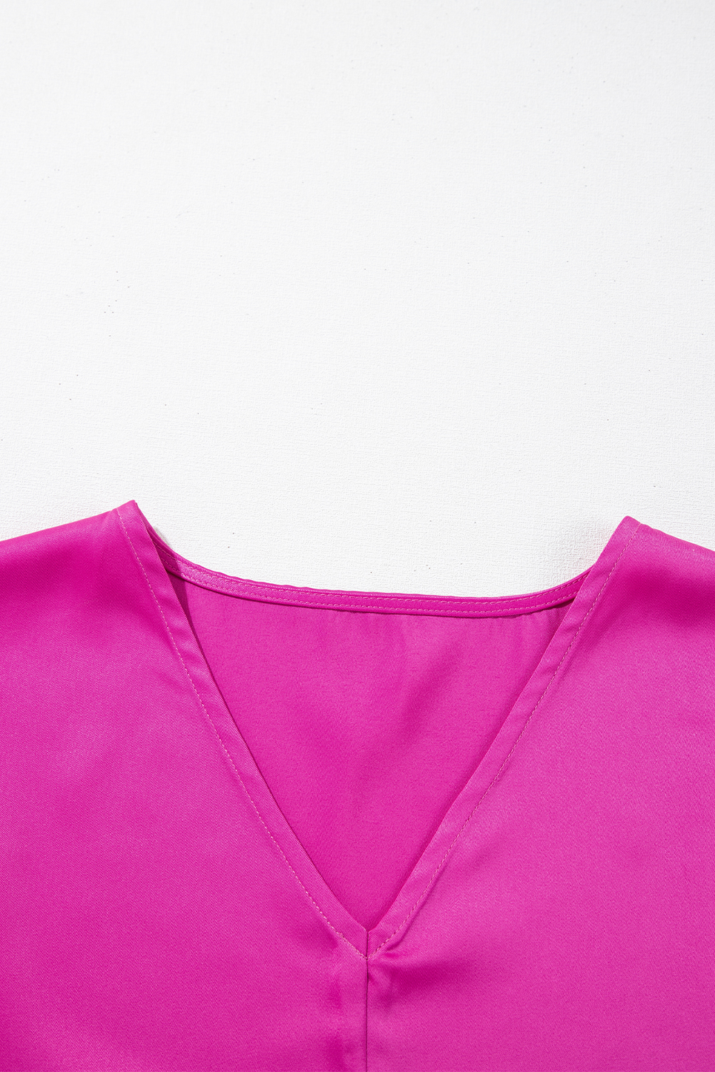 Bright Pink Silky V Neck Dolman Blouse
