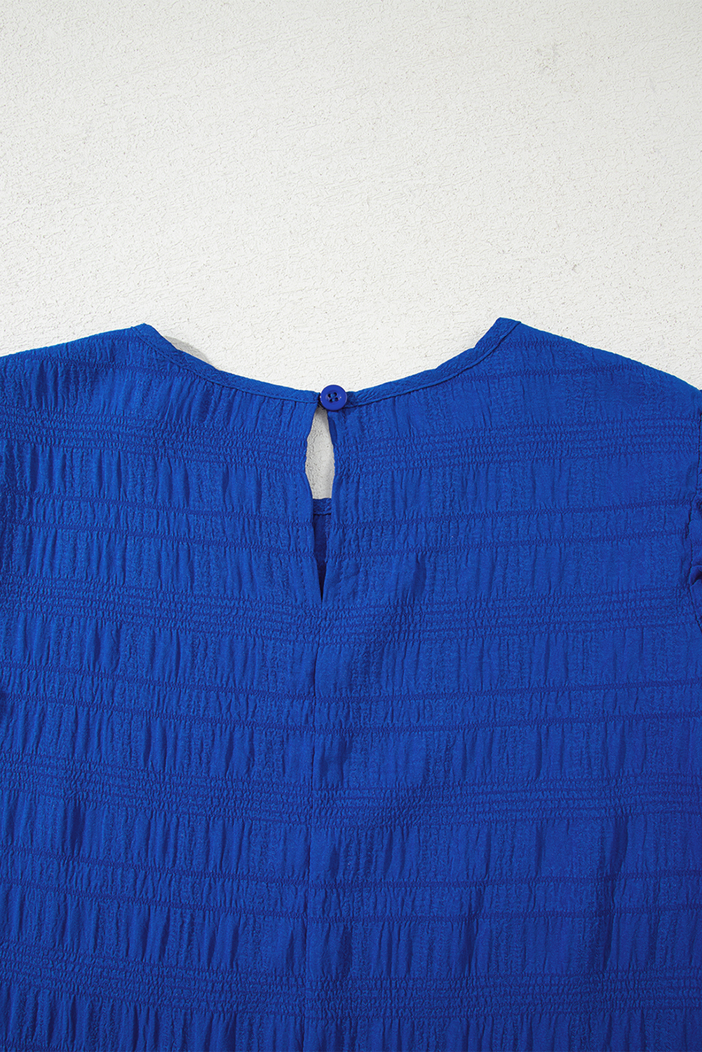 Dark Green Textured Ruffled Sleeve Round Neck Top