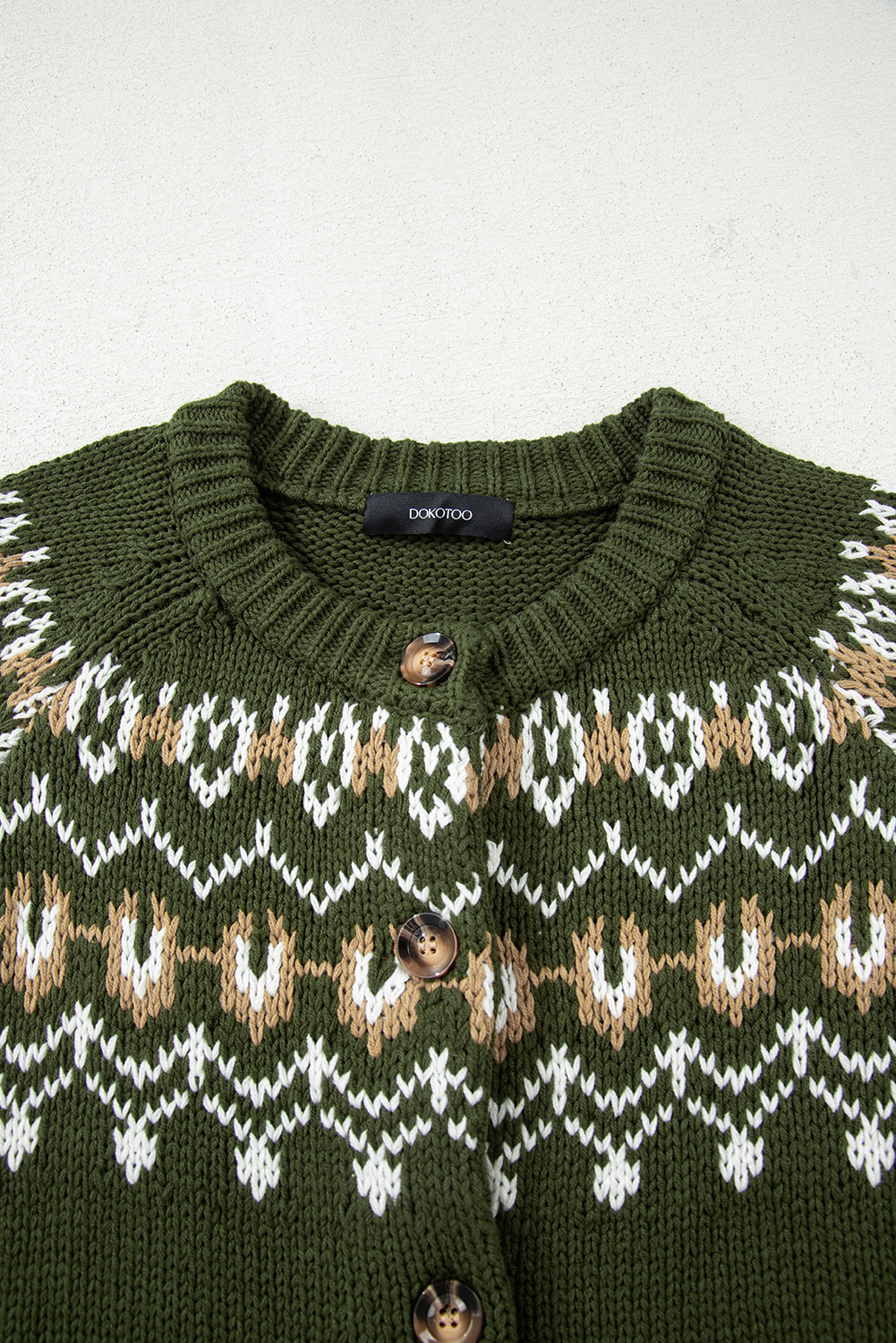 Moss Green Western Fashion Abstract Printed Cardigan Sweater