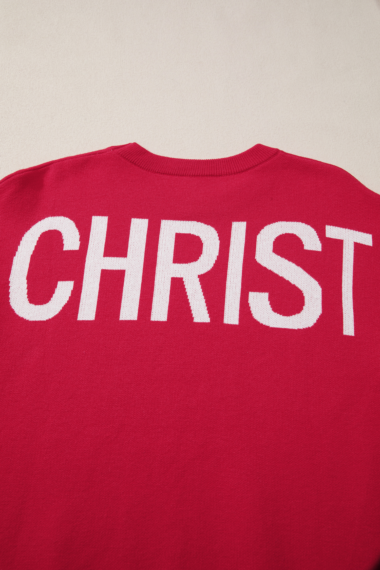 White Chenille Graphic Drop Shoulder Holiday Sweater