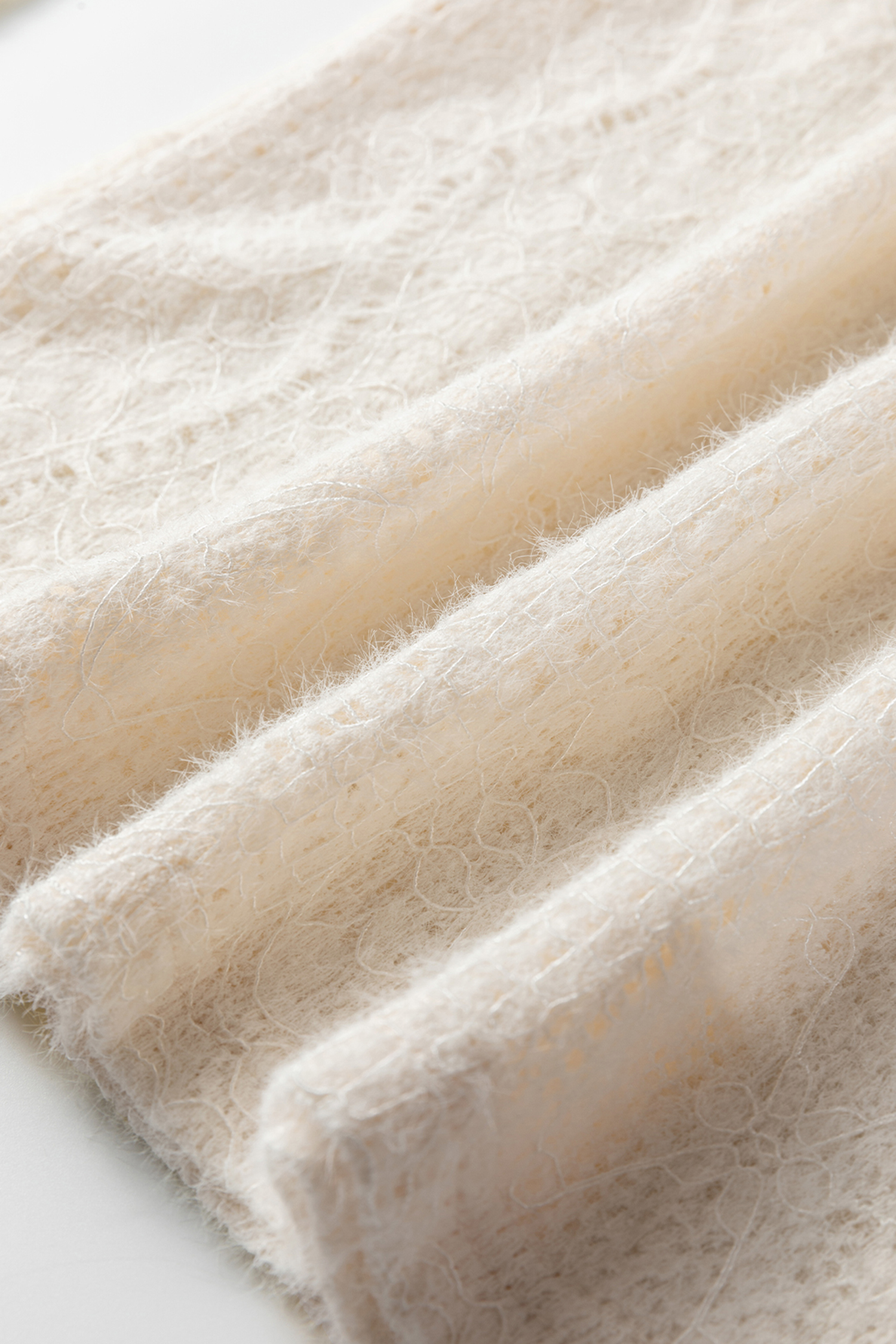 Light Pink Semi Sheer Lace Long Sleeve Cropped Top