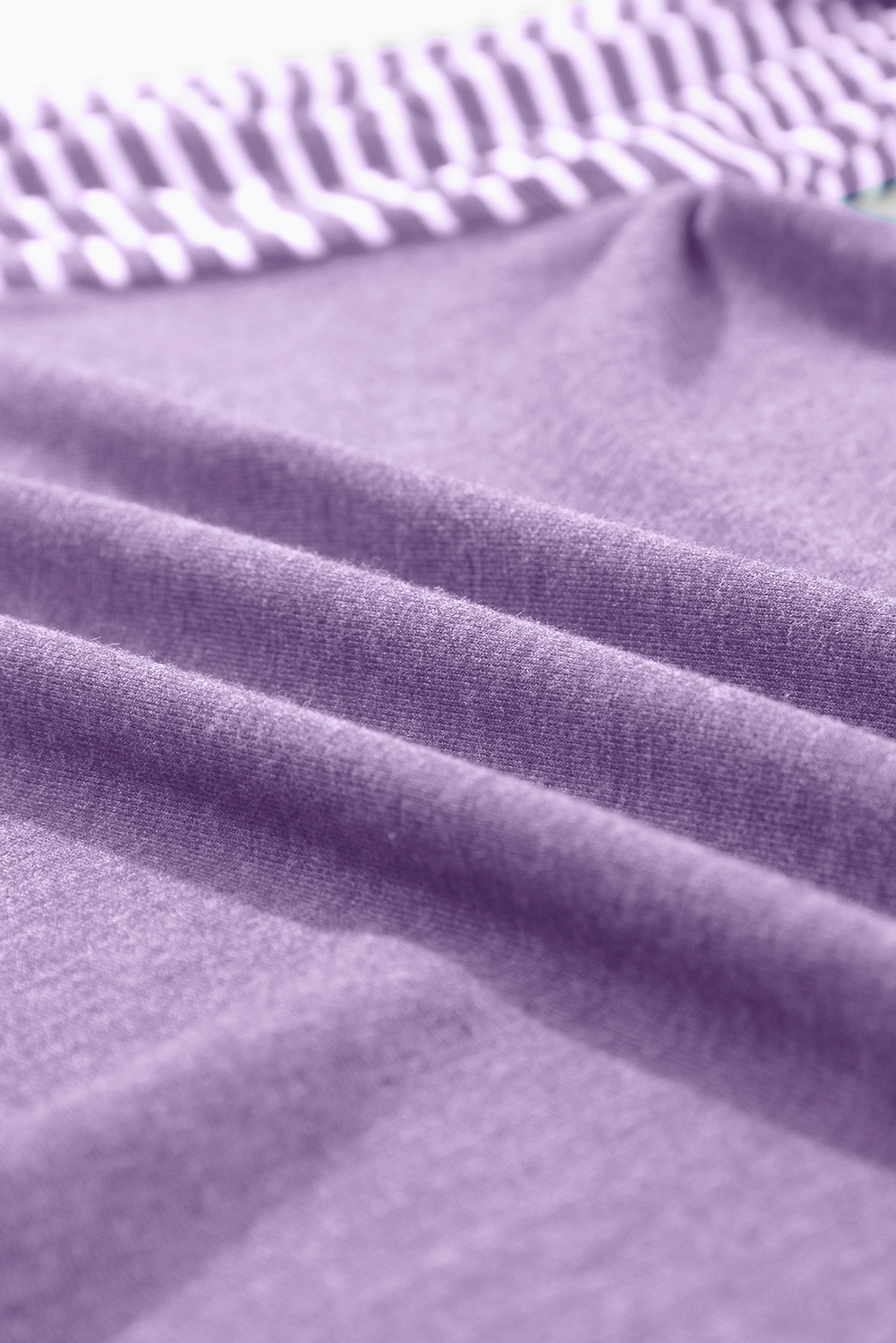 Tillandsia Purple Contrast Print Striped Raglan Long Sleeve Loose Top