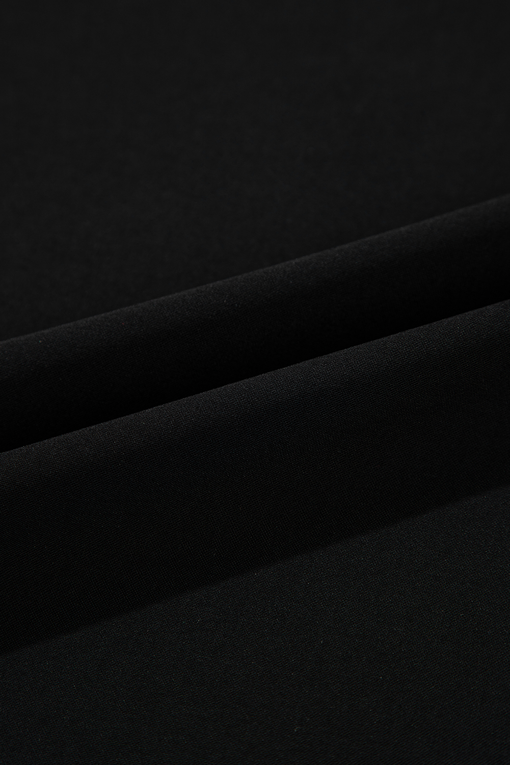 Black Ruffle Trimmed 3/4 Sleeve Round Neck Blouse