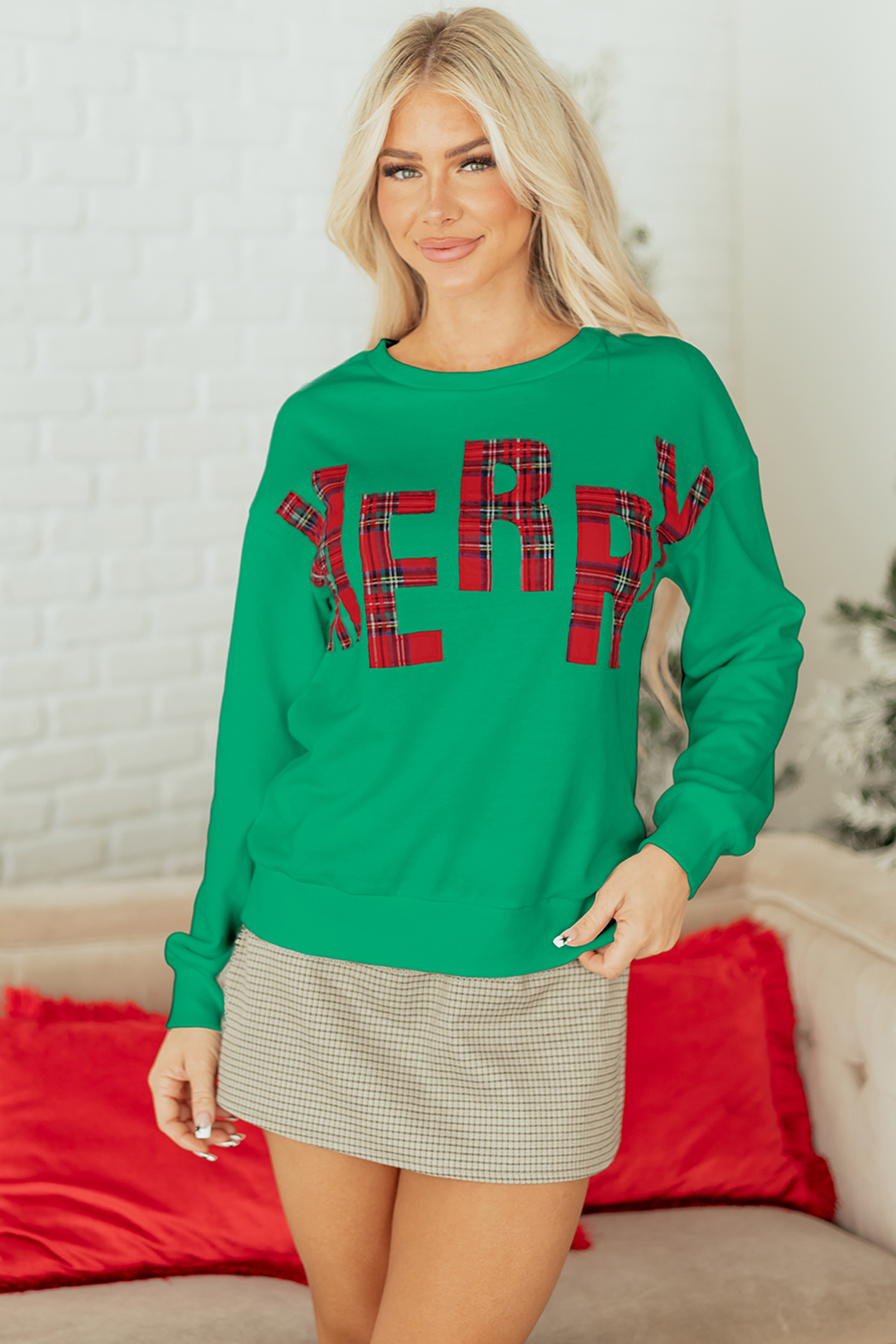 White Plaid MERRY Christmas Vacation Sweatshirt