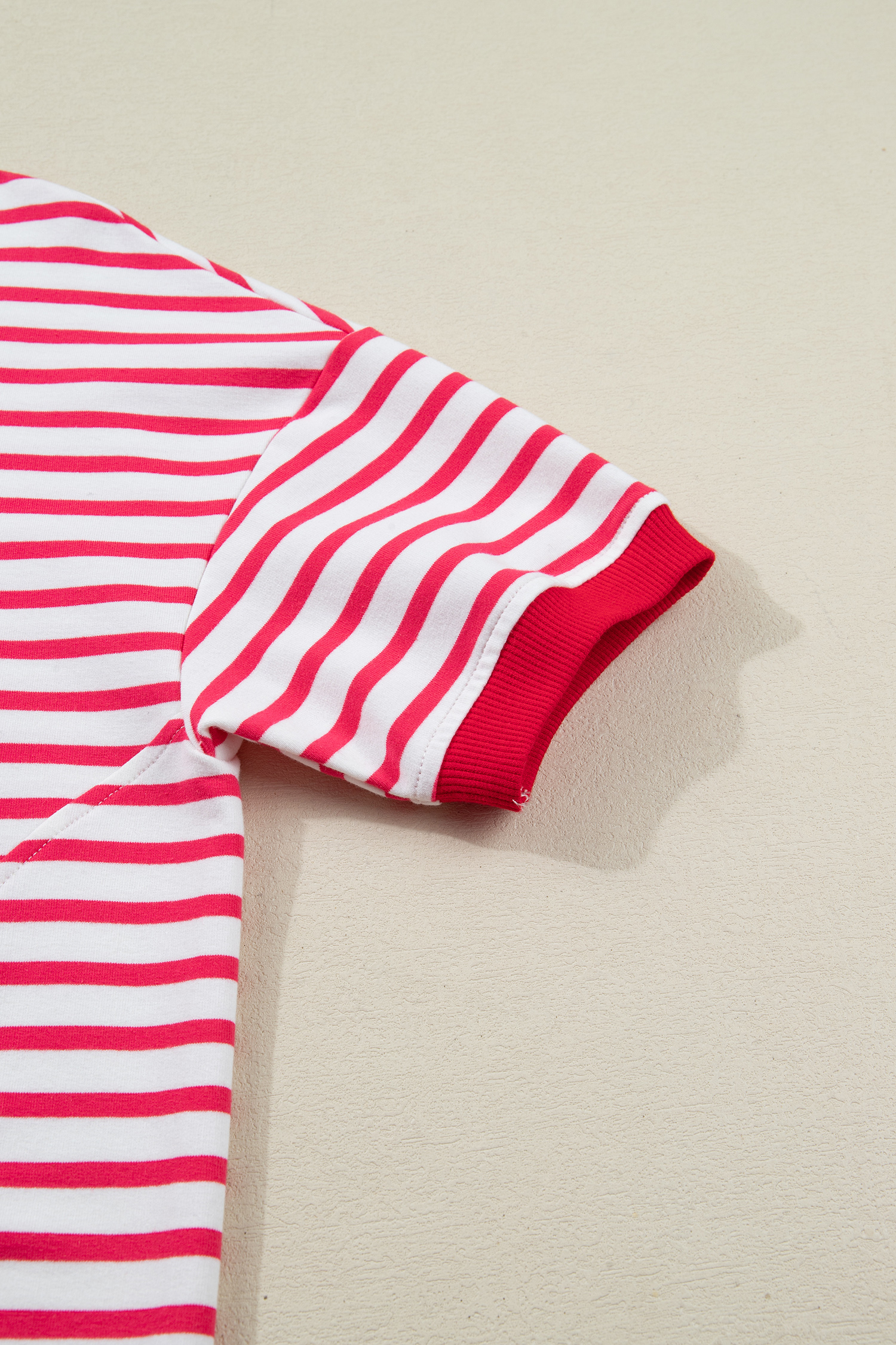 Red Stripe Drop Shoulder Half Sleeve T Shirt