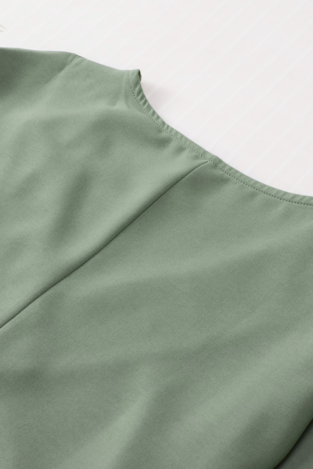 Green V Neck 3/4 Sleeve High Low Hem Shirt