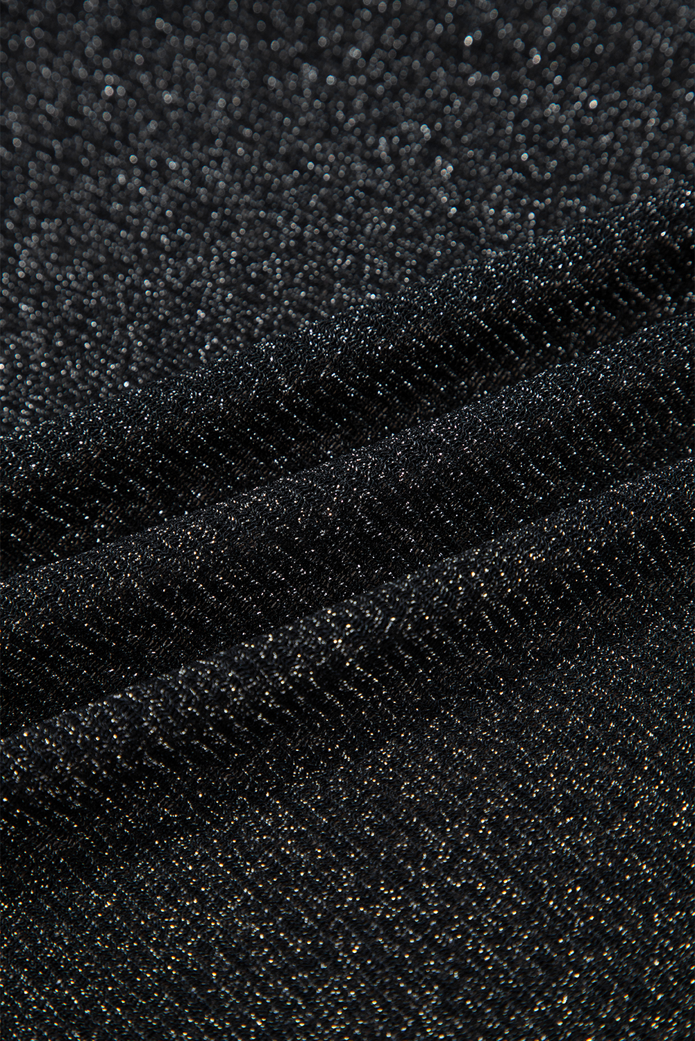 Black Metallic Glitter Mesh Long Sleeve Top