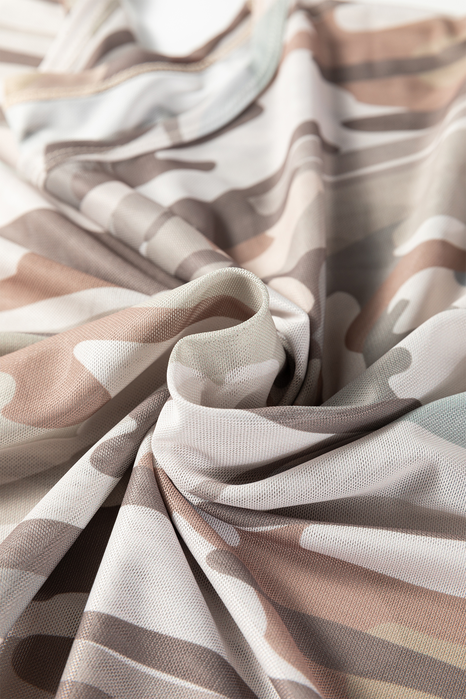 Western Fashion Camouflage Print Mesh Long Sleeve Top