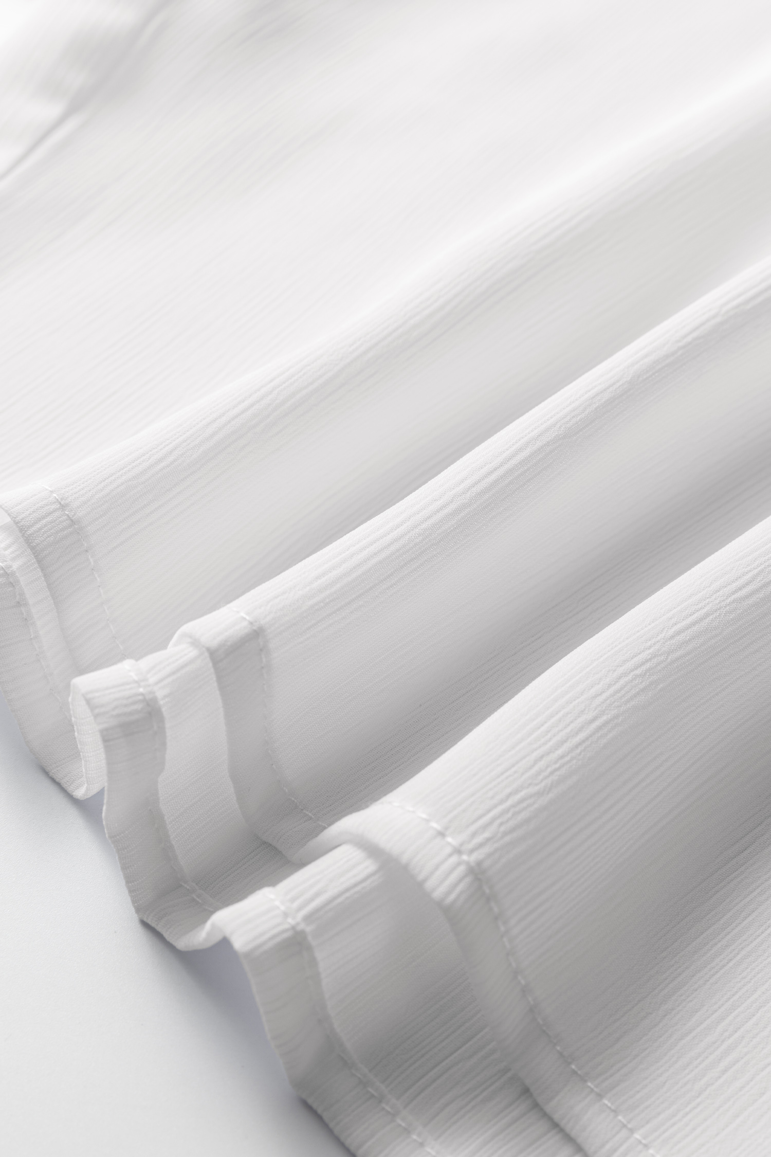 White Smocked Cuffs Semi Sheer Long Sleeve Dolman Blouse