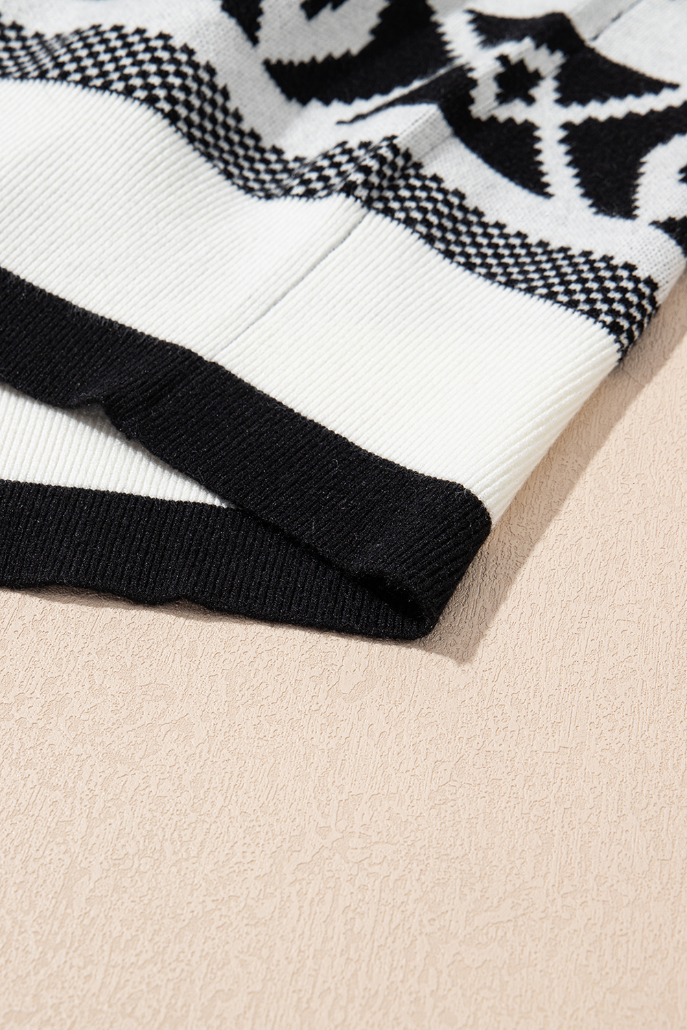 Brown Abstract Print Pullover Sweater