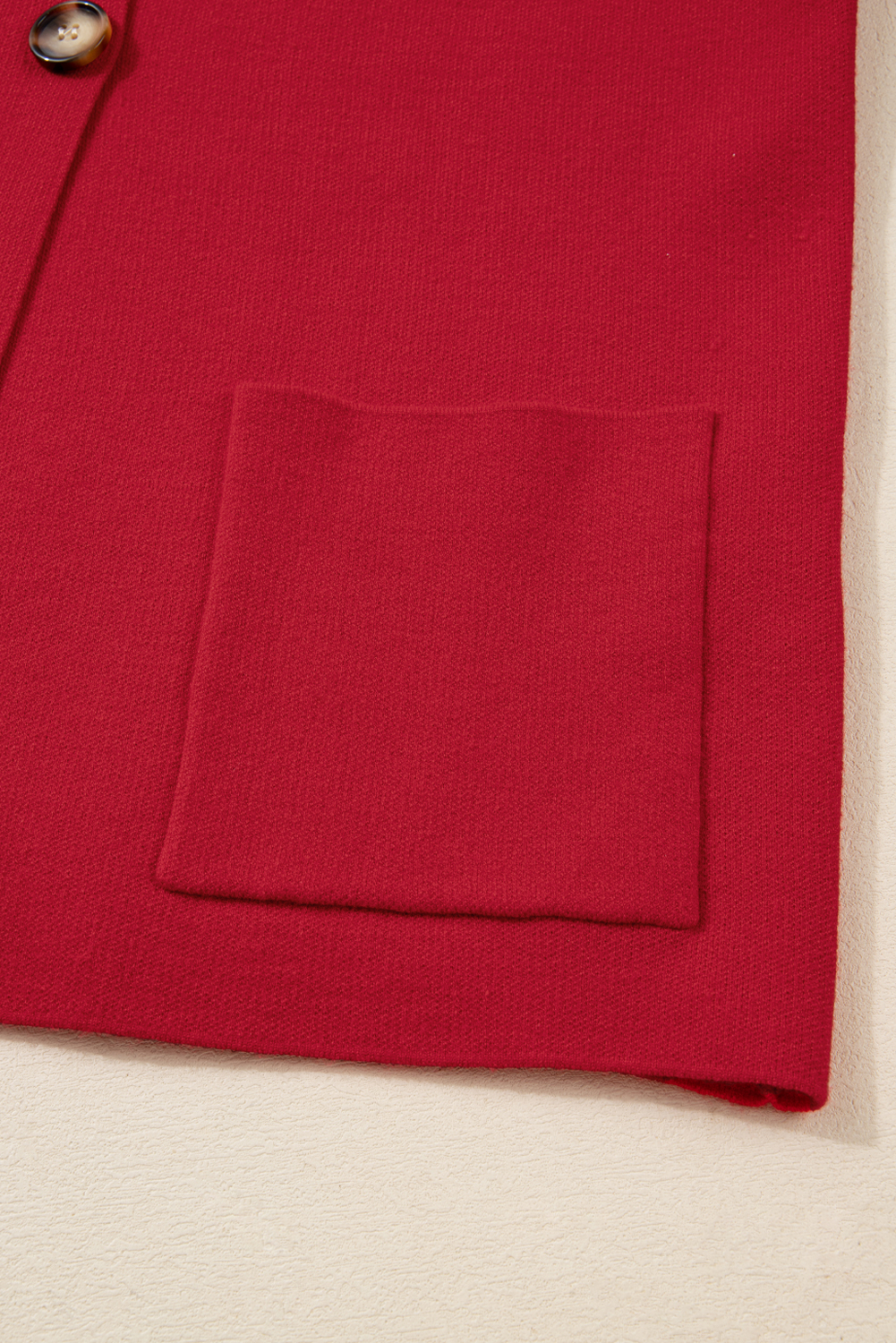 Fiery Red Collared Button Front Wrapped Cardigan Jacket