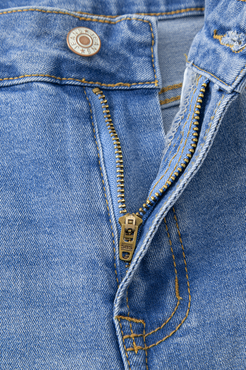 Real Teal Raw Hem Unique Cuffs Straight High Rise Loose Jeans