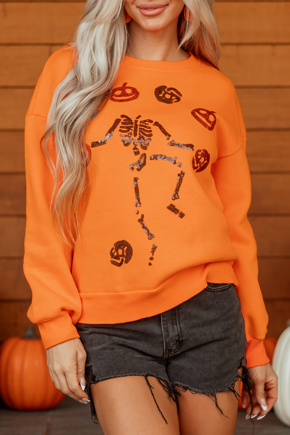 Carrot Dancing Critters Sequin Halloween Crewneck Sweatshirt