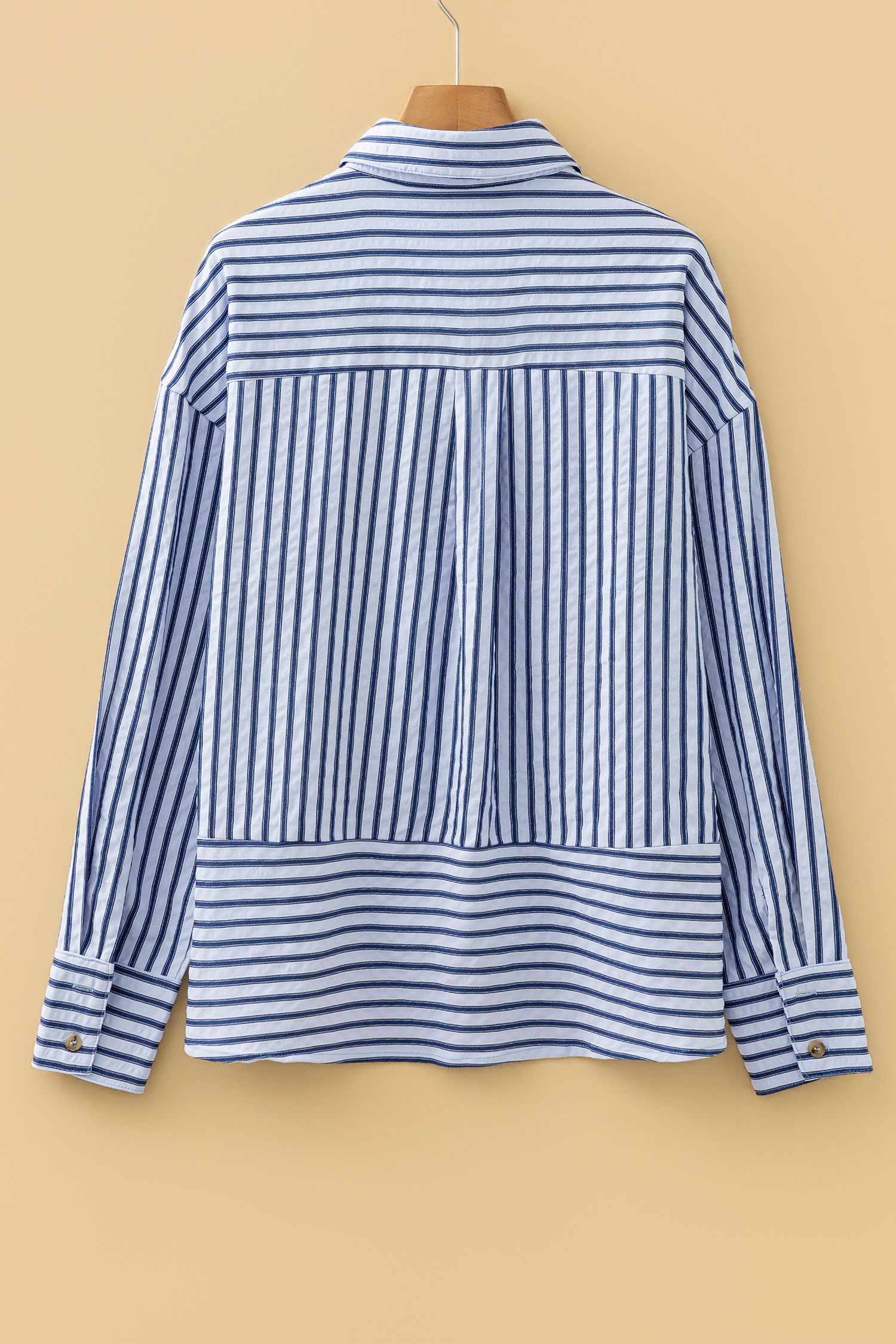 Blue Stripe Button Down Long Sleeve Loose Shirt