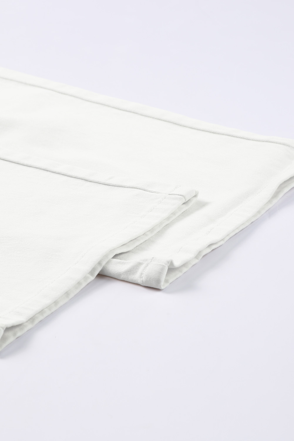 White High Waist Straight Leg Cargo Pants with Pockets