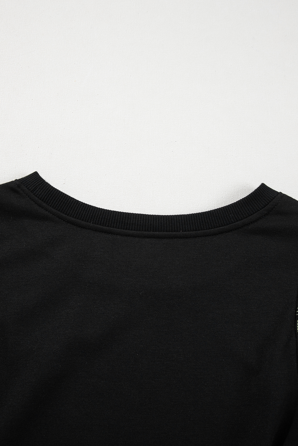 Black Contrast Stitches Detail Puffy Half Sleeve Blouse