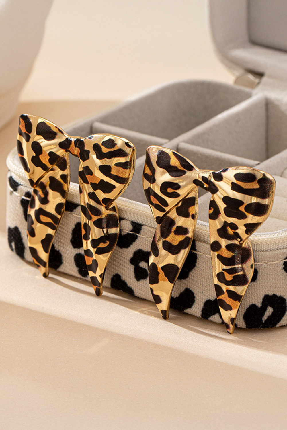 Brown Leopard Loose Tee Drawstring Waist Barrel Pants Set