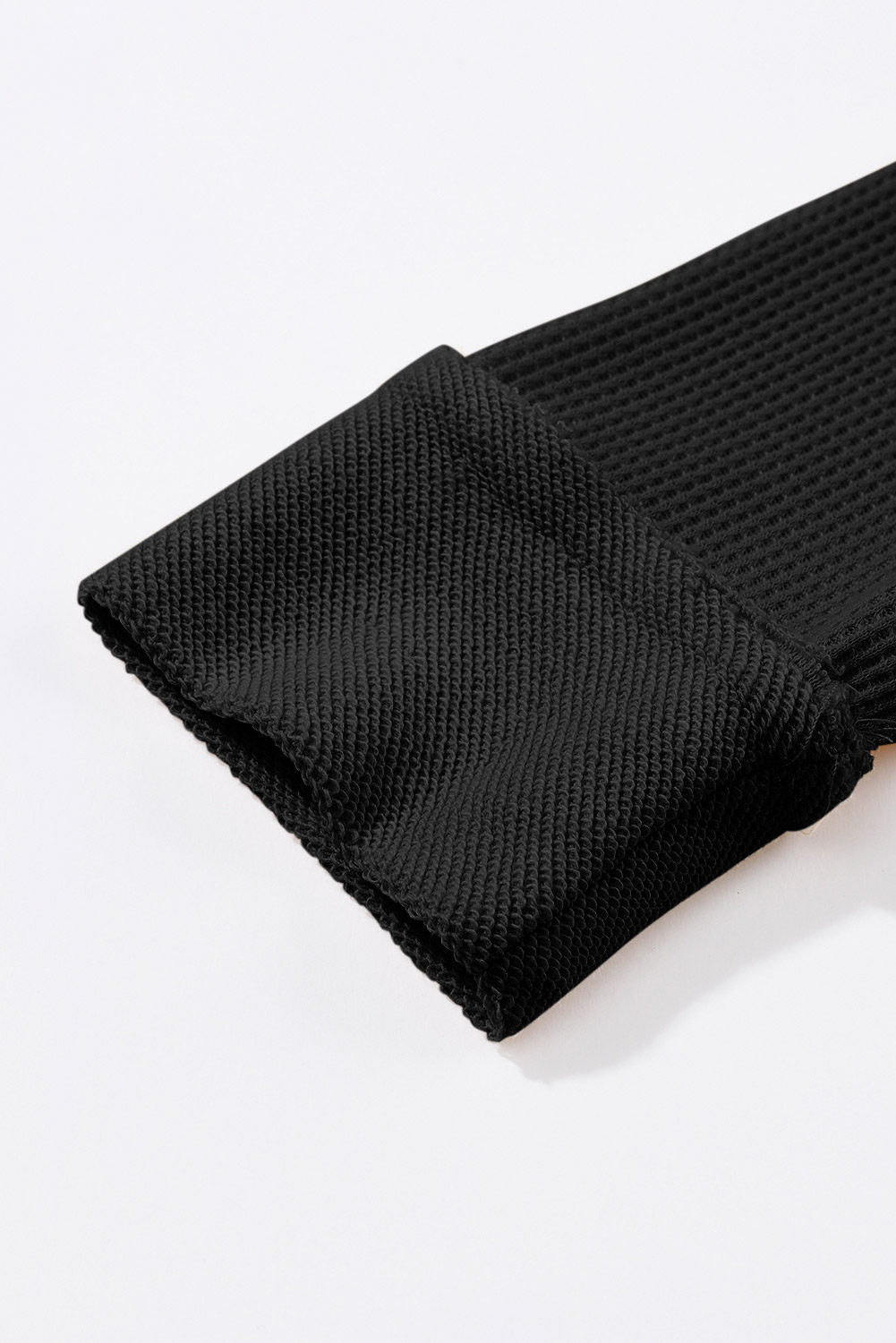 Brown Waffle Knit Buttoned Long Sleeve Top