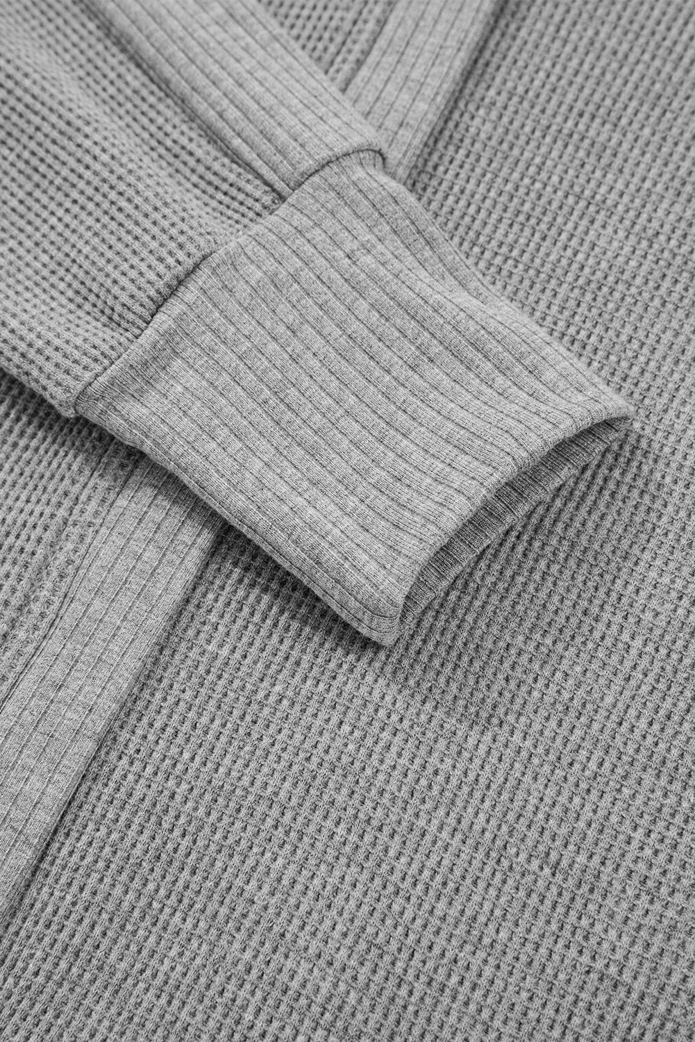 Burgundy Waffle Splicing Zip Up Front Button Hooded Jacket