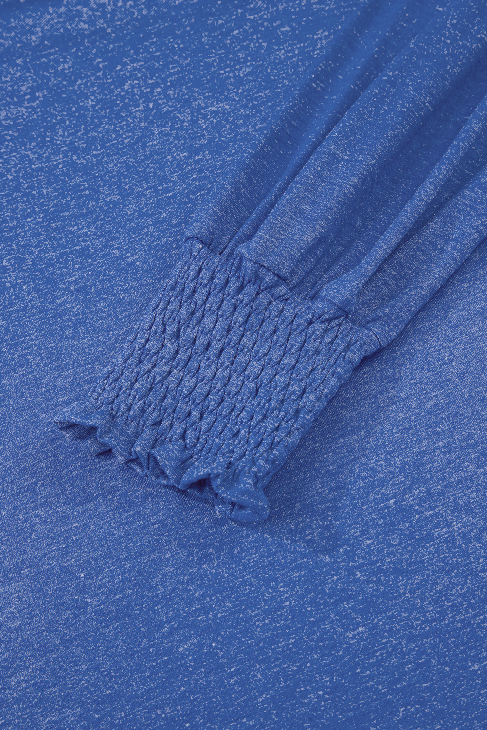 Beige Shirred Shoulder Frilled Cuffs Long Sleeve Top