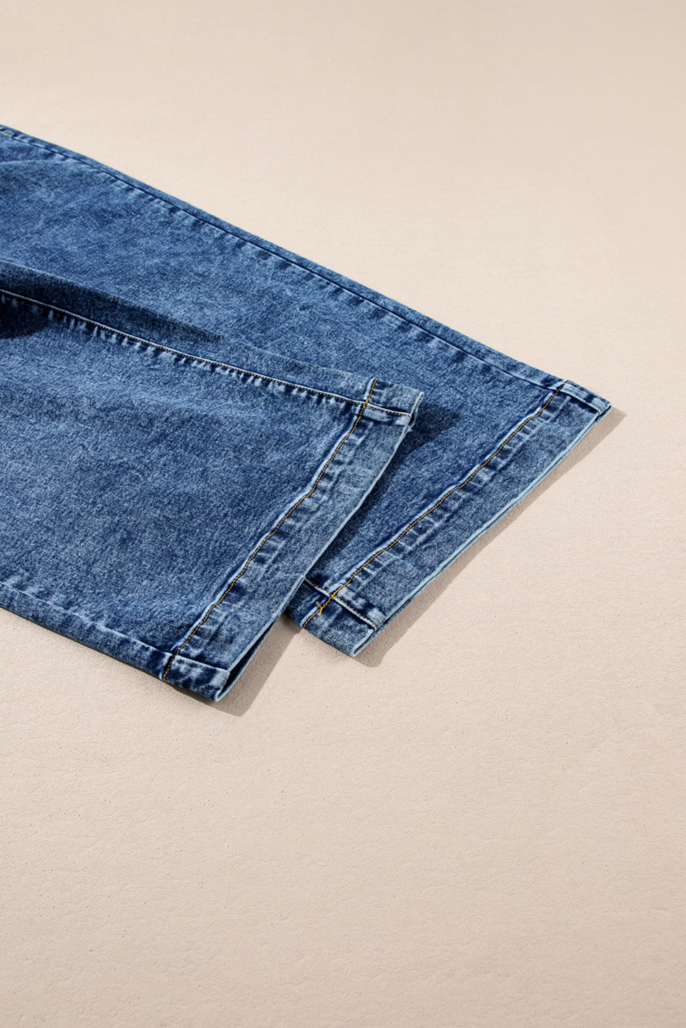 Light Blue Chic Patch Pocket Straight Leg Loose Jeans