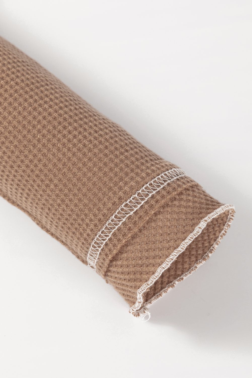 Smoke Gray Textured Round Neck Long Sleeve Top