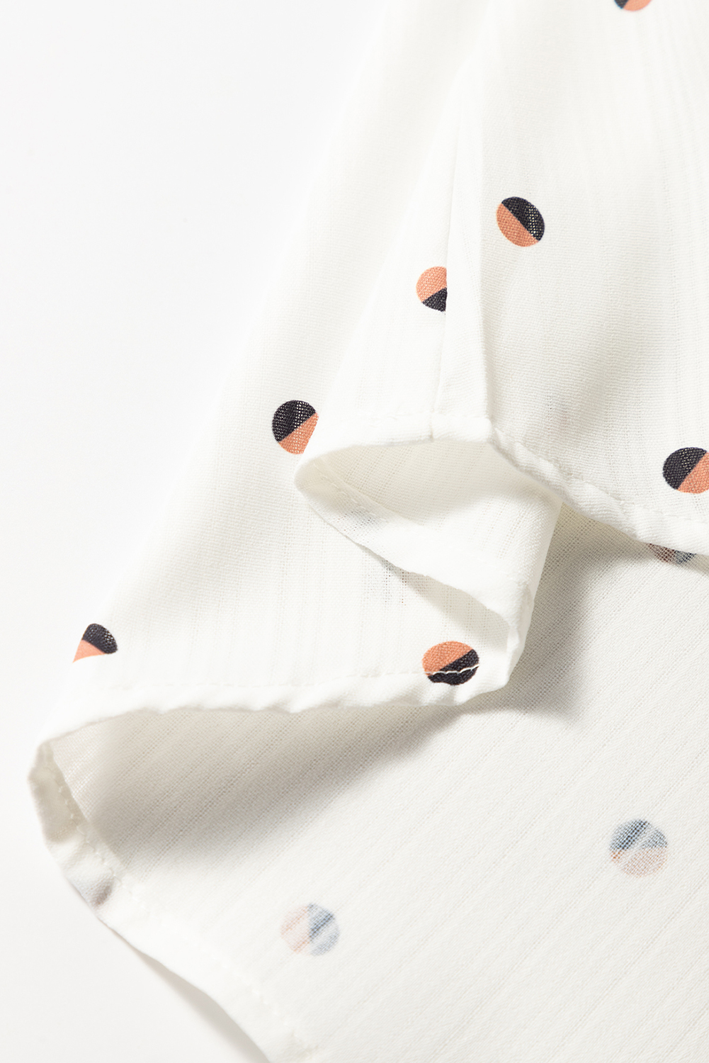 White Polka Dot Print Ruffled Shoulder V Neck Tank Top