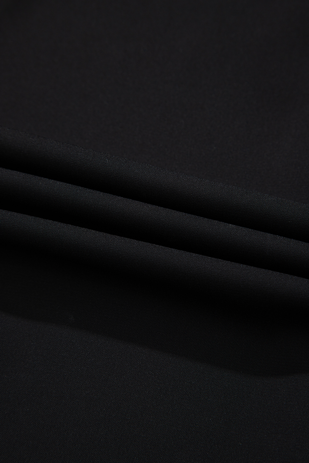 Black Silky Notched Neckline Petal Sleeve Blouse